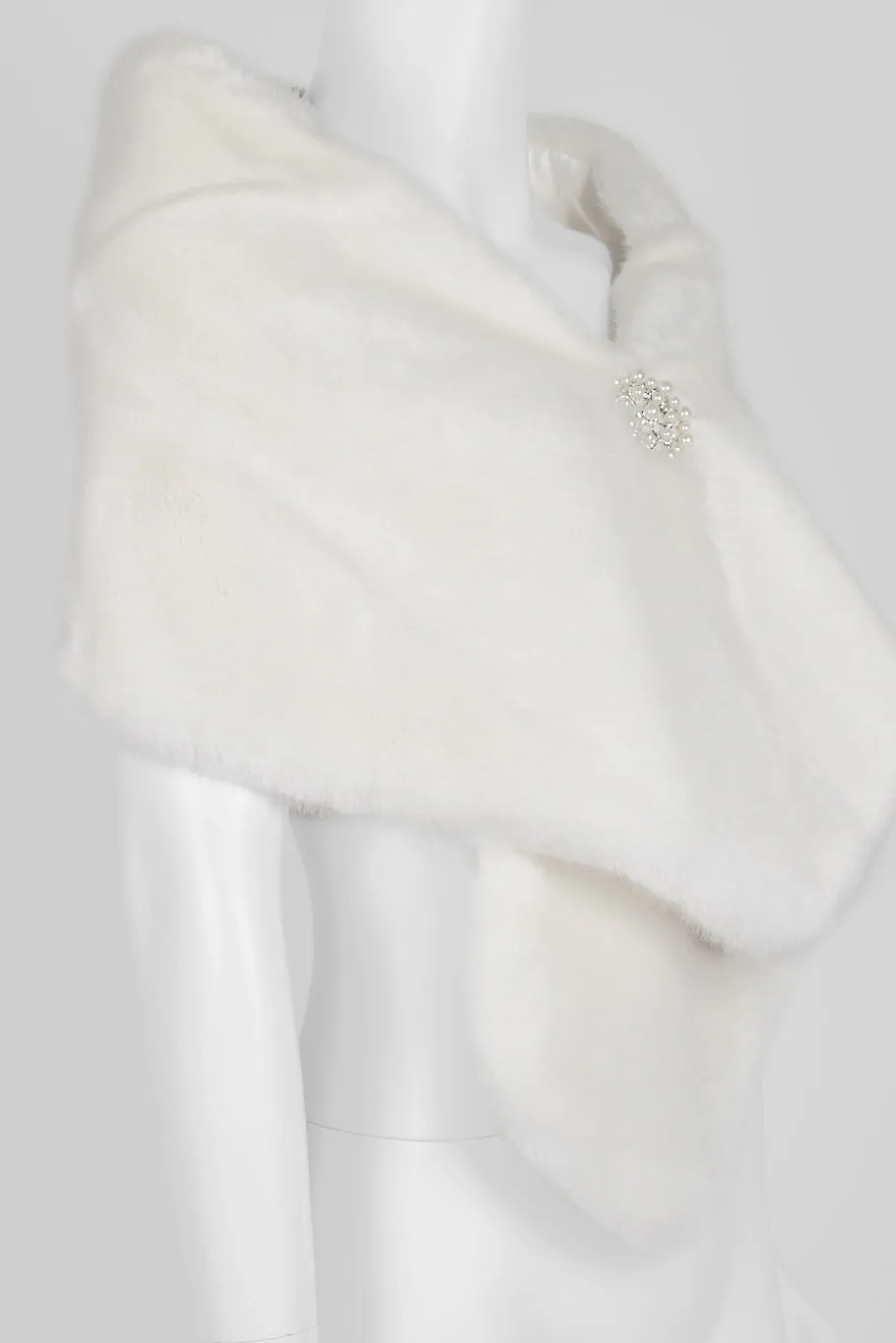 Adrianna Papell Faux Fur Shawl with Brooch