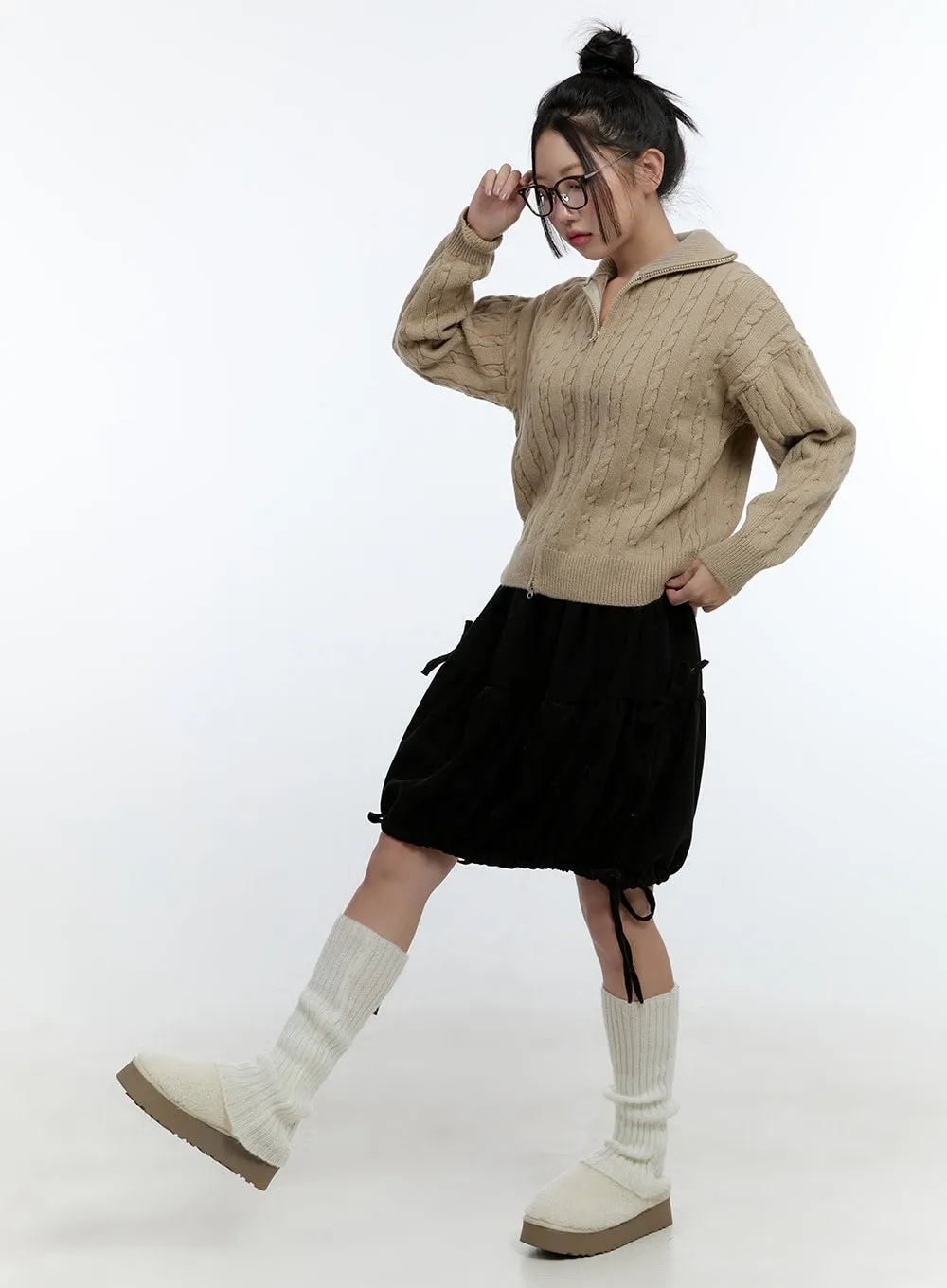 Cable Knit Zip Up Cardigan CD420