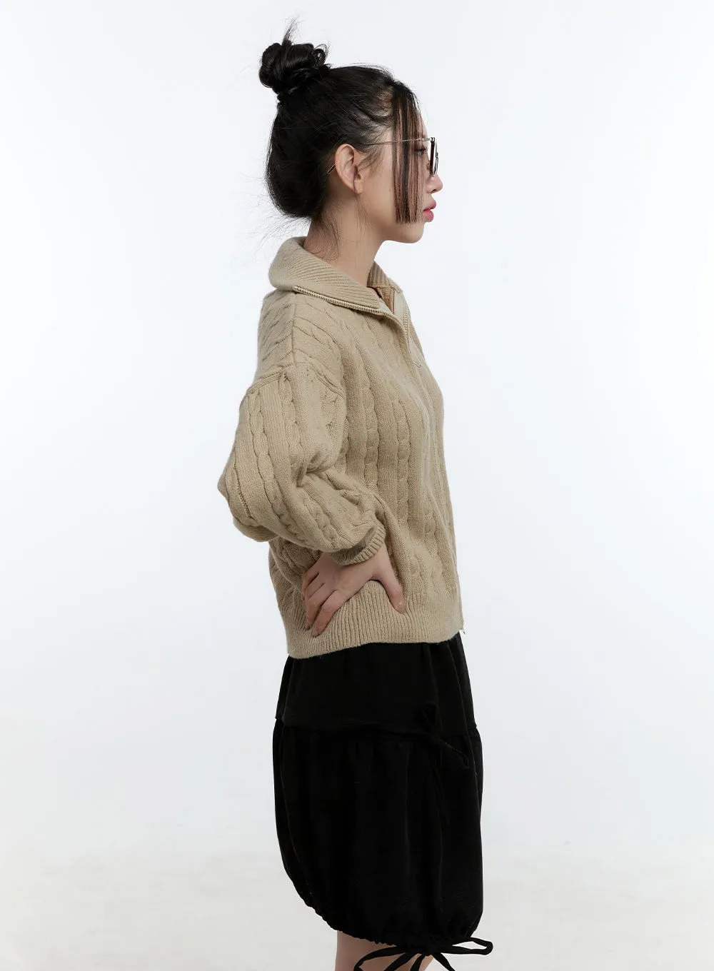 Cable Knit Zip Up Cardigan CD420