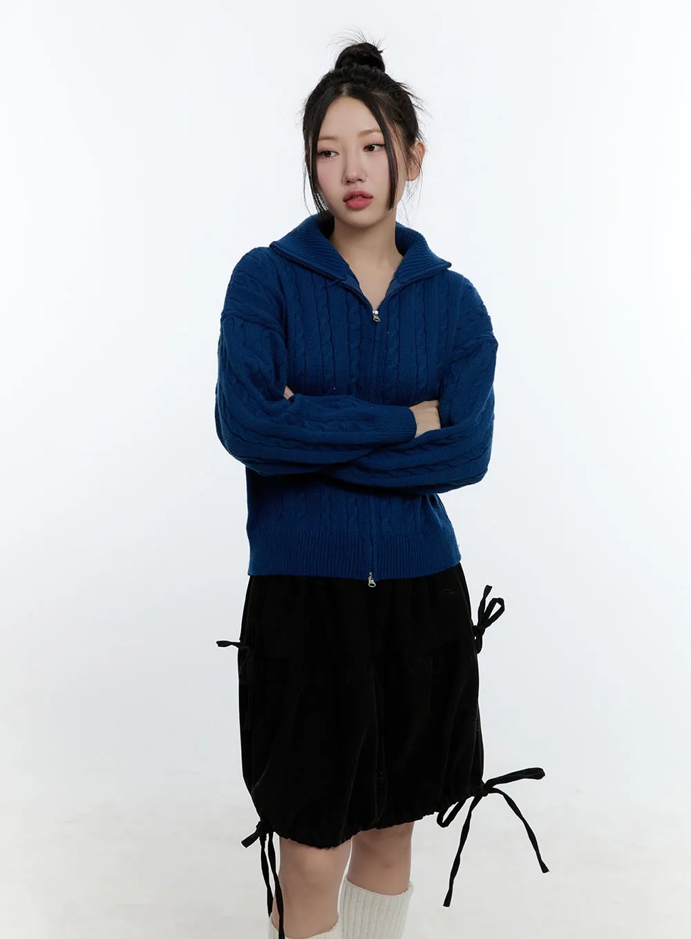 Cable Knit Zip Up Cardigan CD420