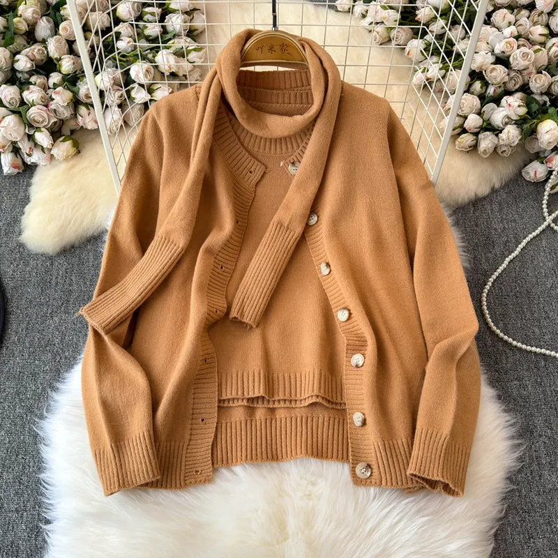 Cardigan&Sweater&Skirt&Scarf Thermal 4Pcs