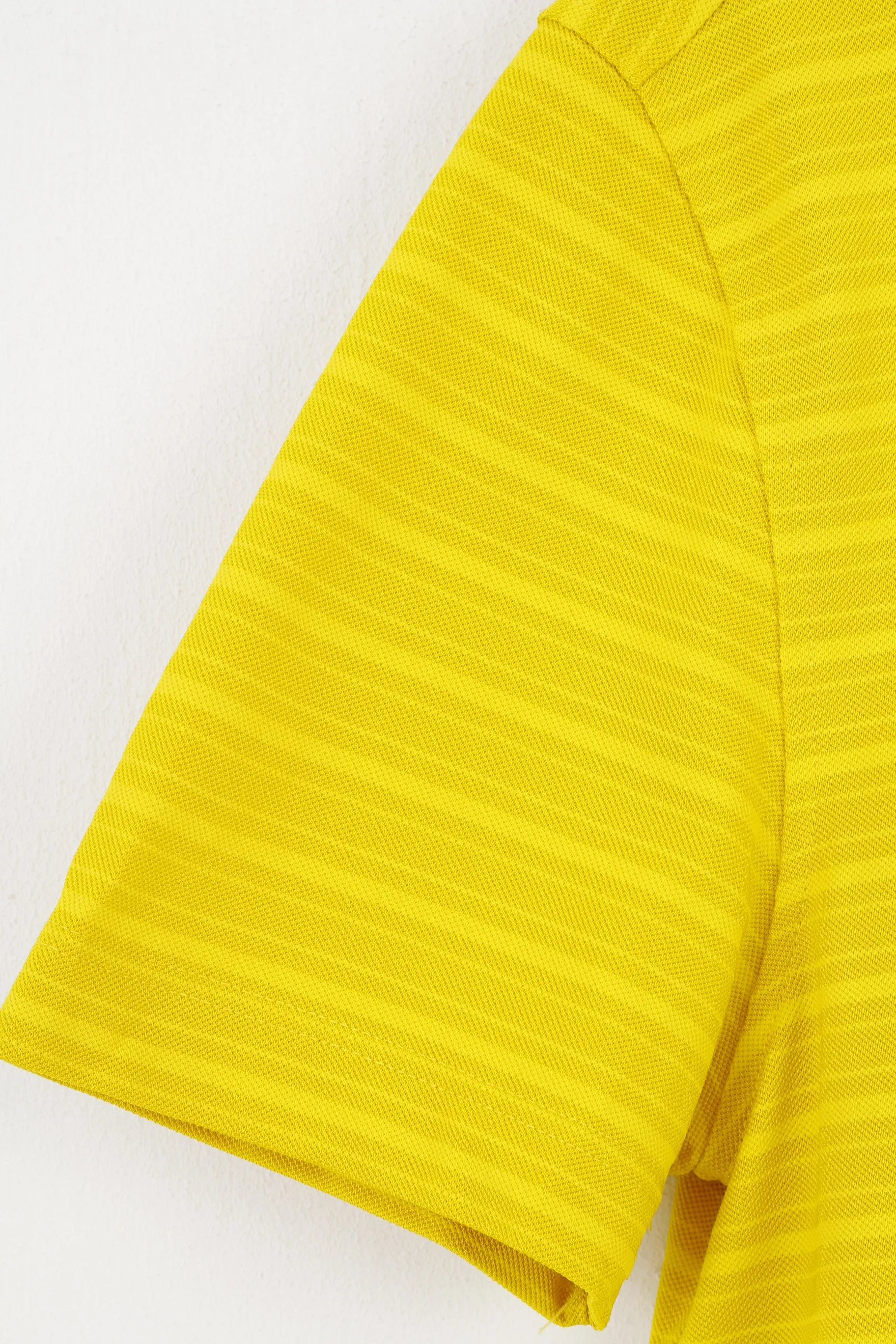 Chervo Men 50 L Polo Shirt Yellow Polyamid Striped Collar Short Sleeve Sports Top