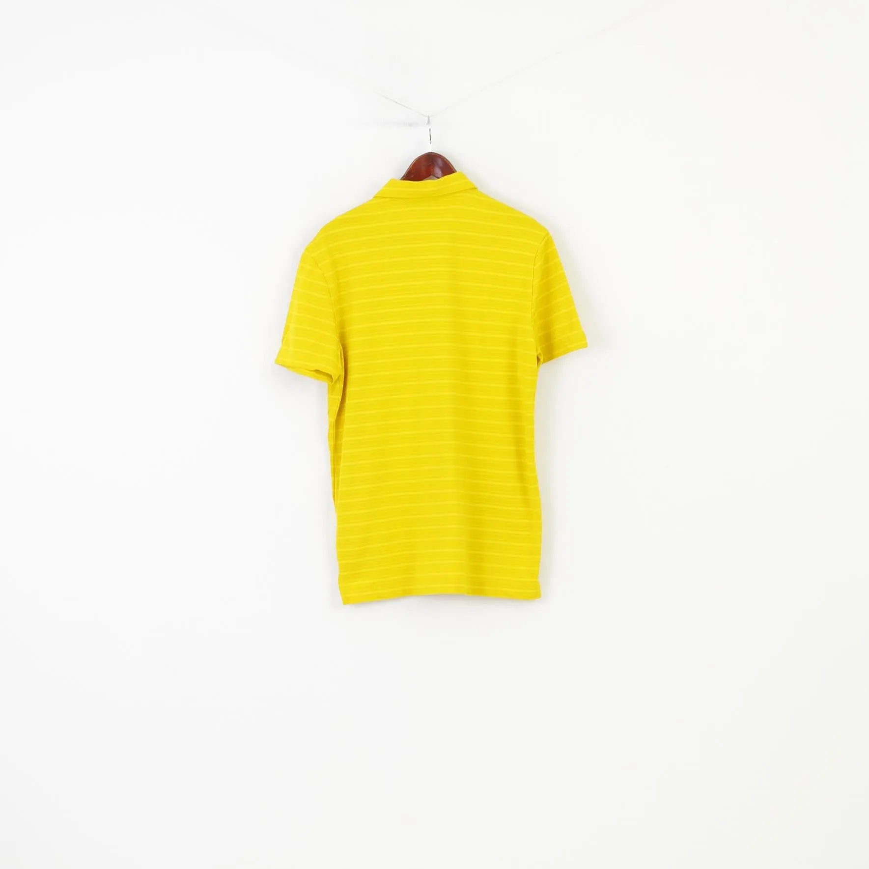 Chervo Men 50 L Polo Shirt Yellow Polyamid Striped Collar Short Sleeve Sports Top