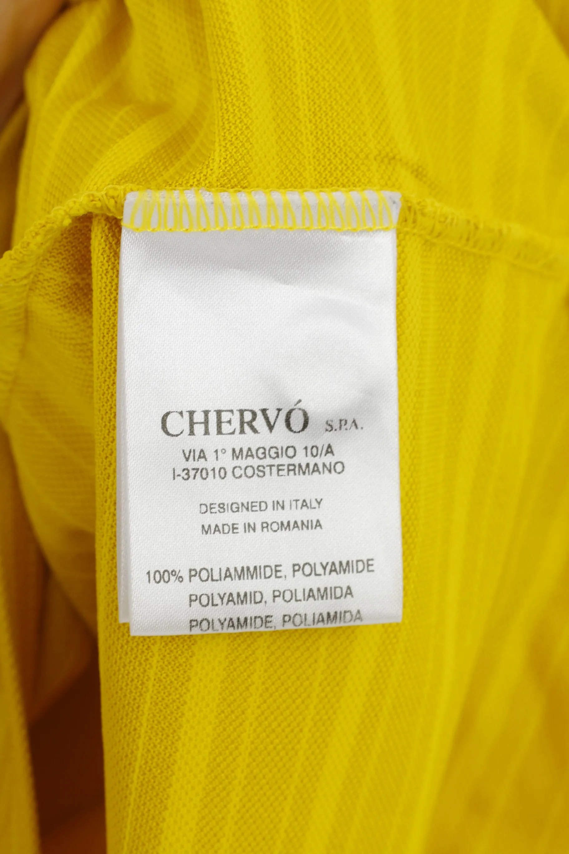 Chervo Men 50 L Polo Shirt Yellow Polyamid Striped Collar Short Sleeve Sports Top