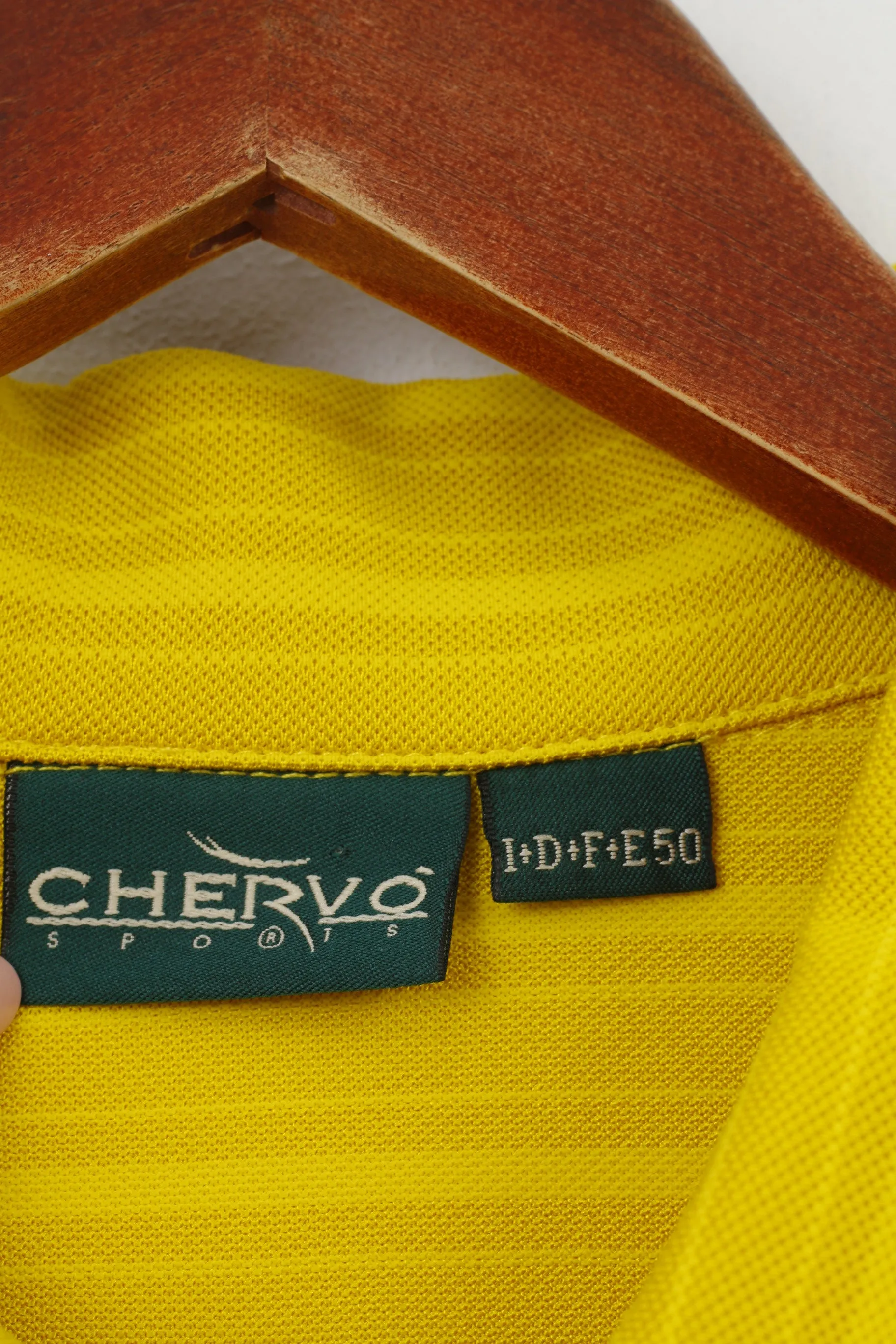 Chervo Men 50 L Polo Shirt Yellow Polyamid Striped Collar Short Sleeve Sports Top