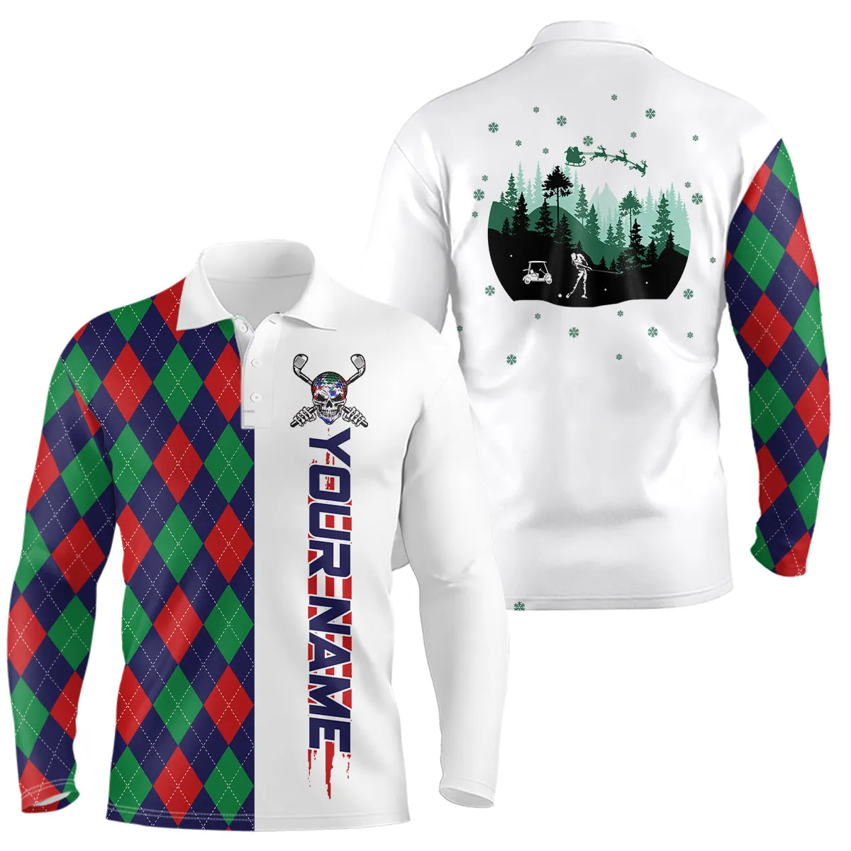 Christmas Argyle Pattern Mens Golf Polo Shirt Custom Christmas Apparel Gift For Golf Lovers