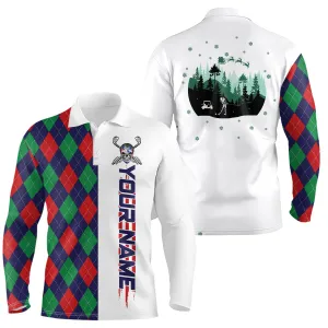 Christmas Argyle Pattern Mens Golf Polo Shirt Custom Christmas Apparel Gift For Golf Lovers