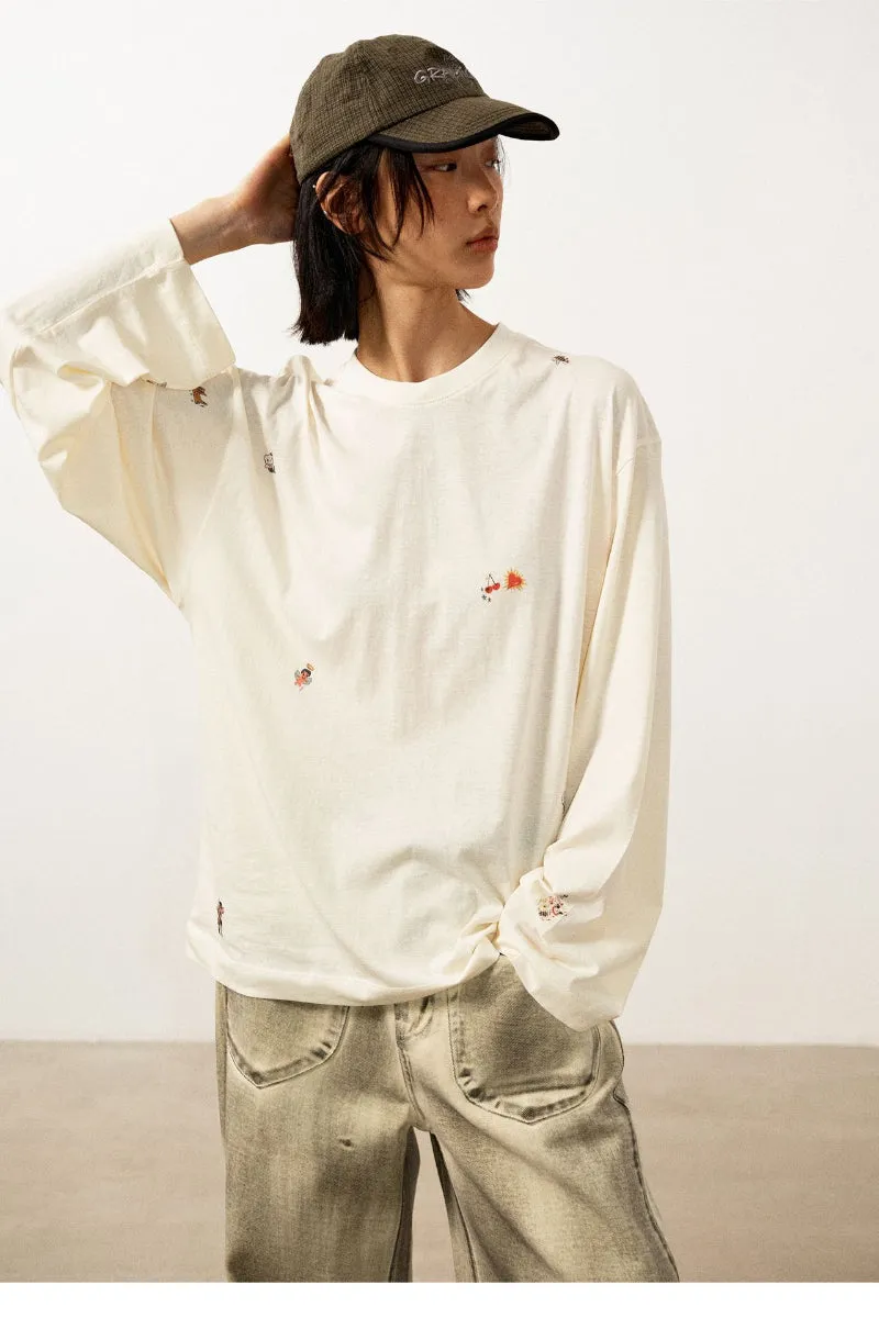 Cotton graffiti long sleeved T-shirt | 4 color