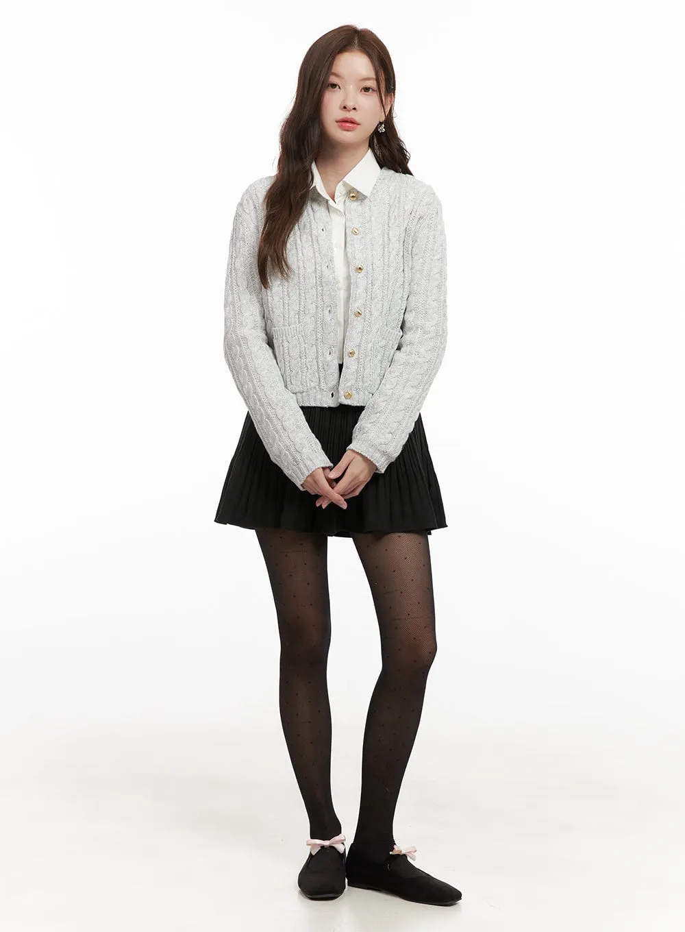 Cozy Cable Knit Buttoned Cardigan OD403