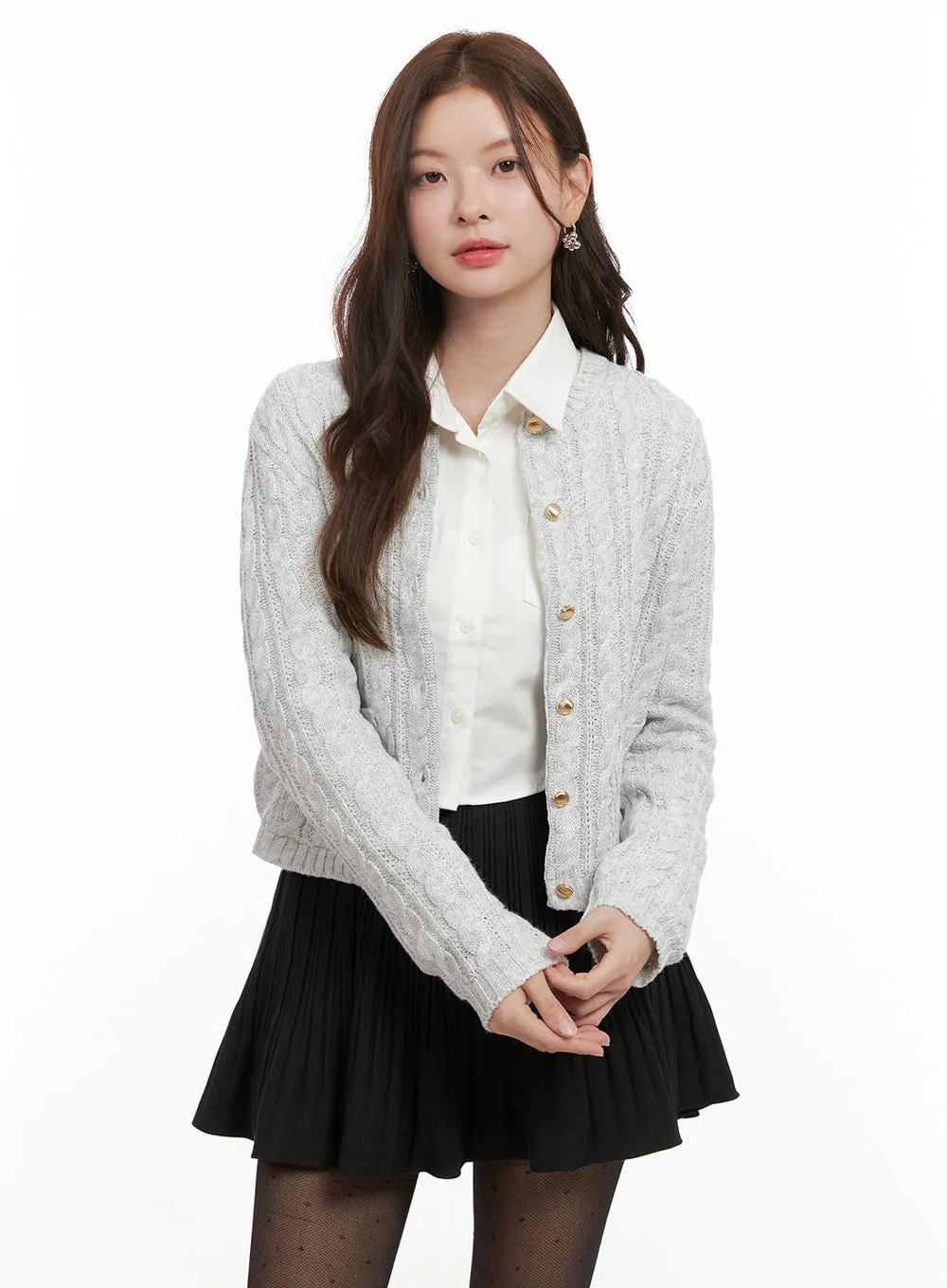 Cozy Cable Knit Buttoned Cardigan OD403