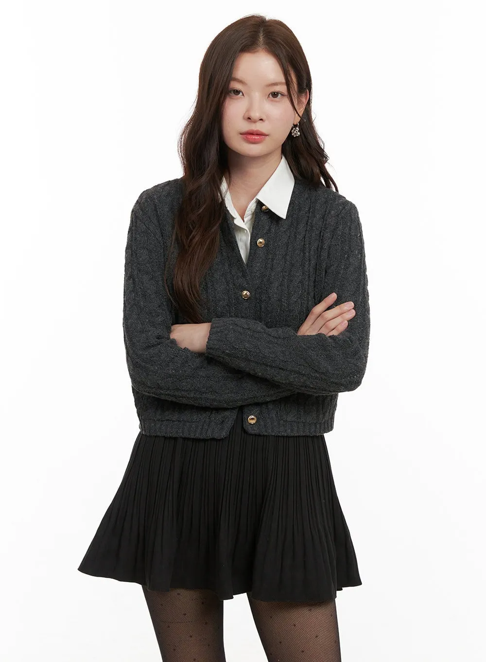 Cozy Cable Knit Buttoned Cardigan OD403