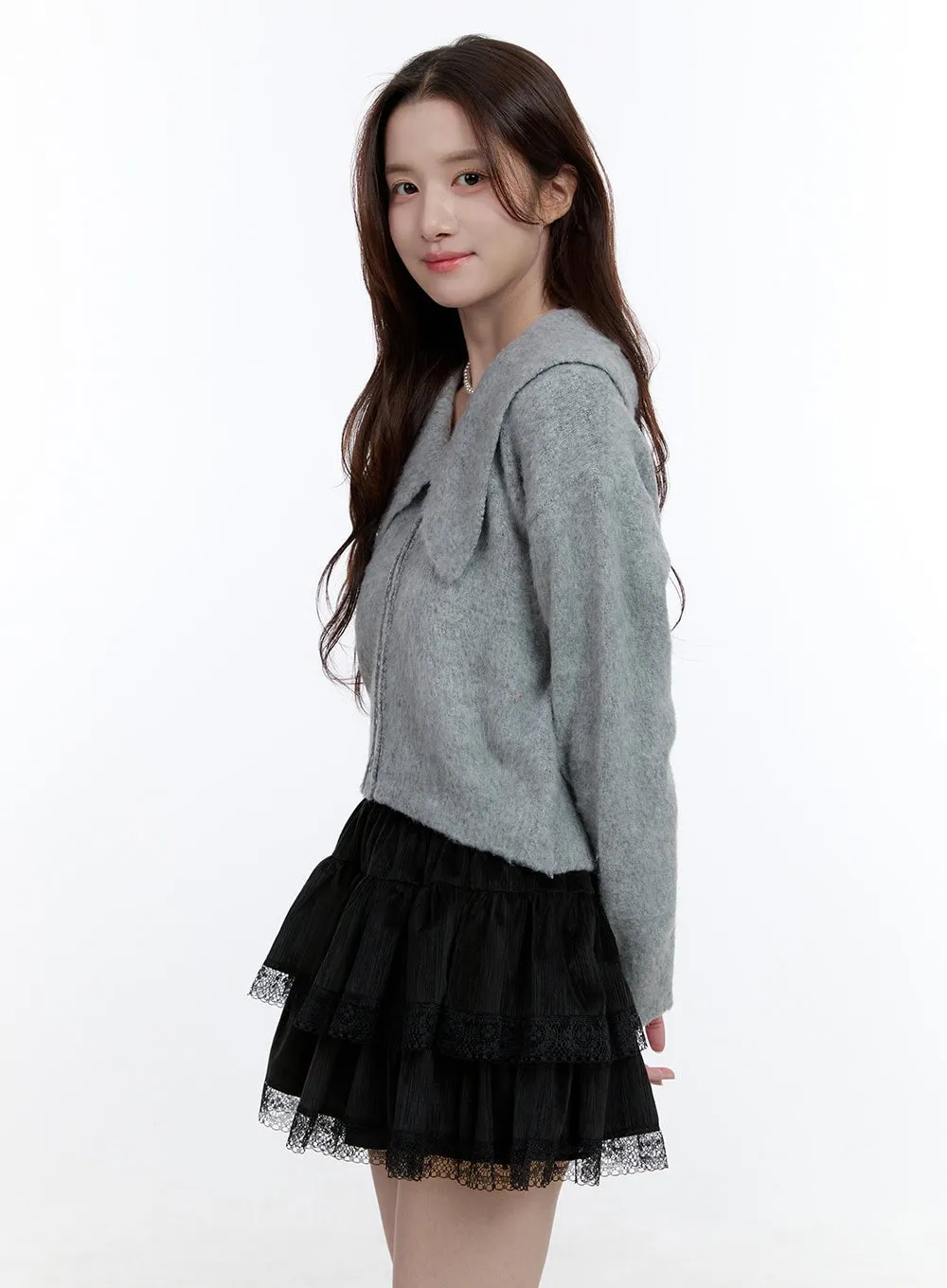 Cozy Collar Big Knit Cardigan OO407