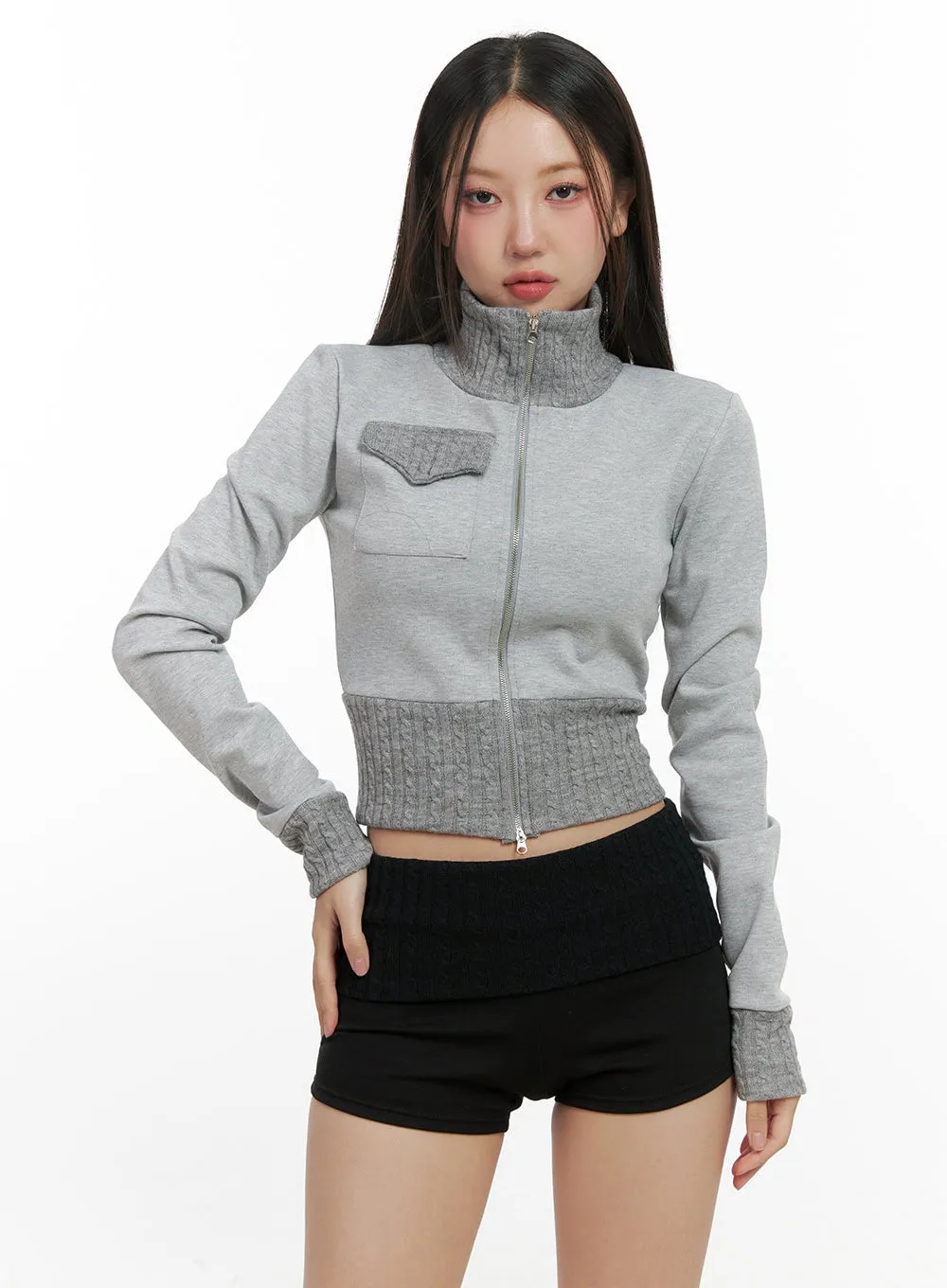 Crop Length Rayon Knit Cardigan CN415