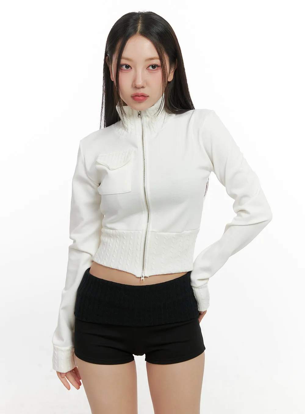 Crop Length Rayon Knit Cardigan CN415