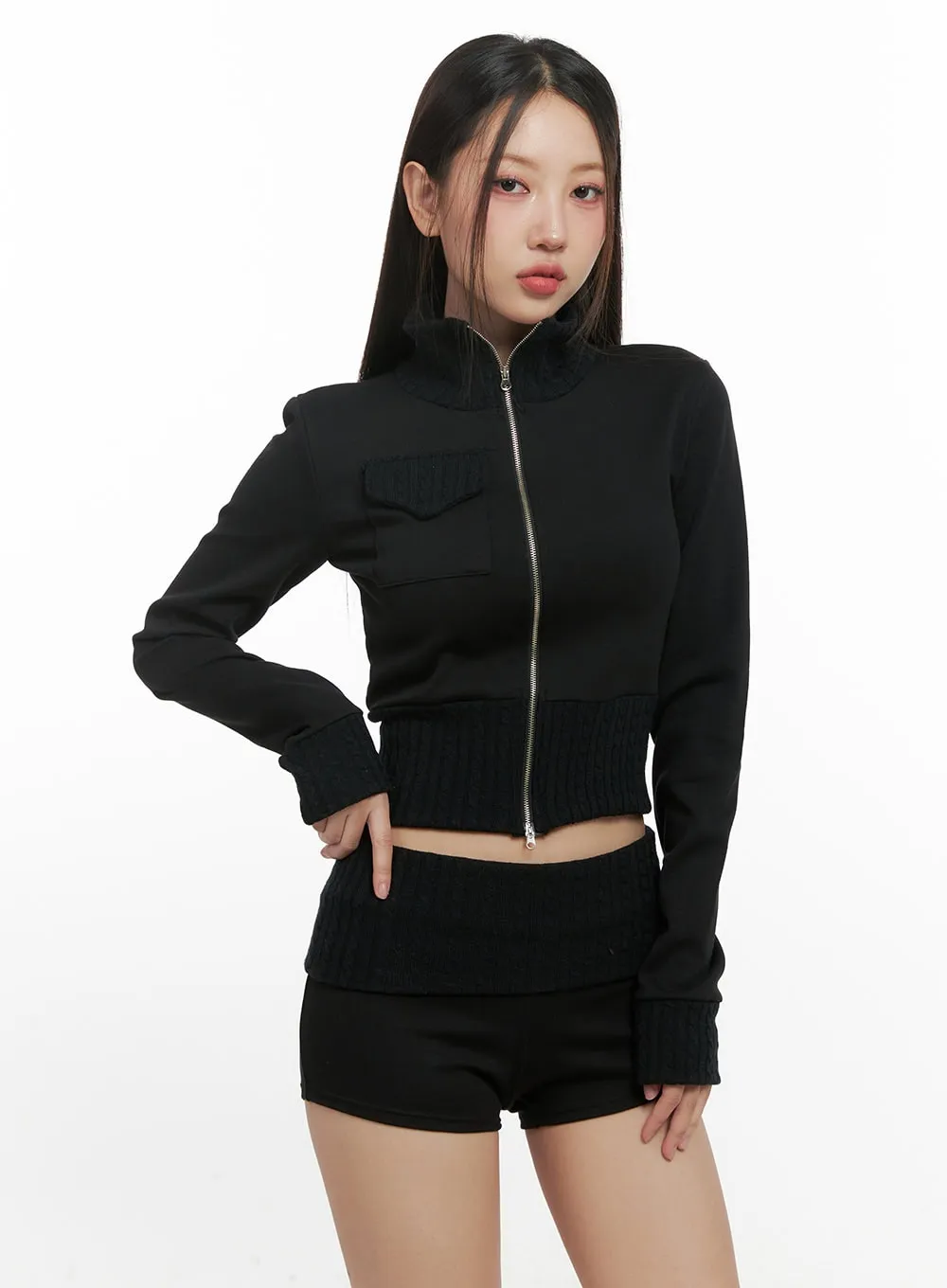 Crop Length Rayon Knit Cardigan CN415