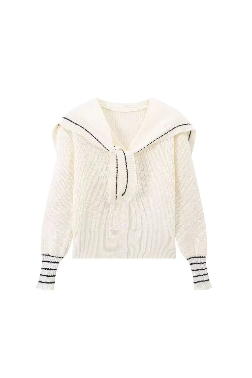 'Ella 'Color-Block Knit with Navy Collar Detail
