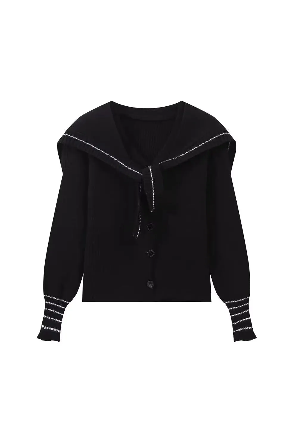 'Ella 'Color-Block Knit with Navy Collar Detail