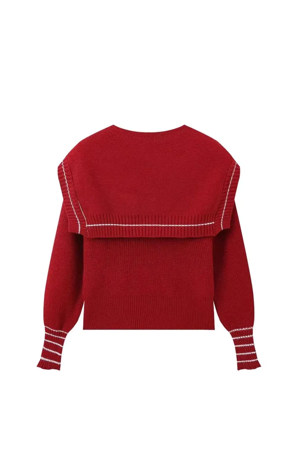 'Ella 'Color-Block Knit with Navy Collar Detail