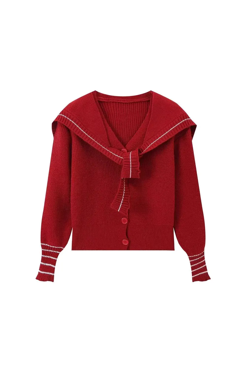 'Ella 'Color-Block Knit with Navy Collar Detail
