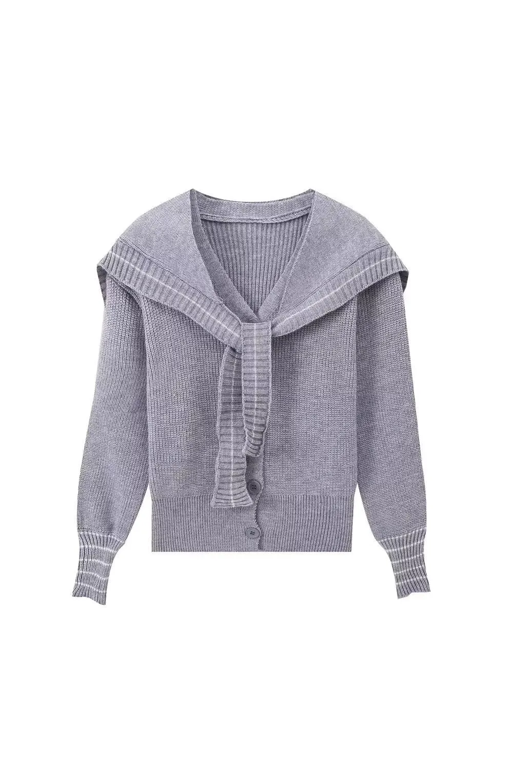 'Ella 'Color-Block Knit with Navy Collar Detail
