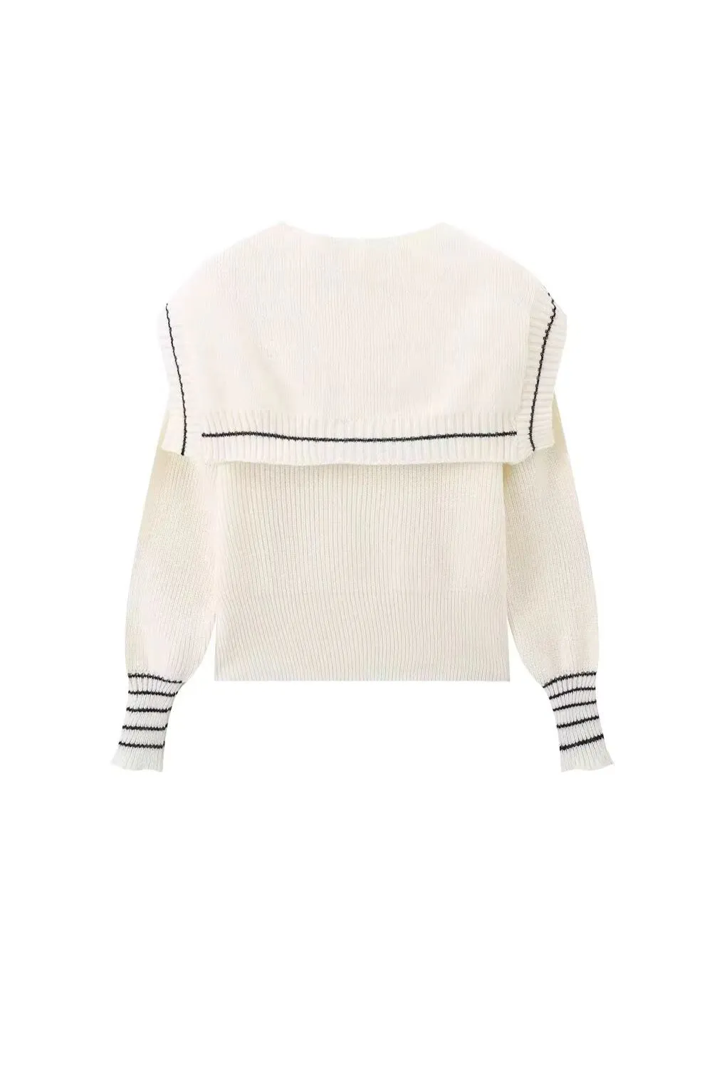 'Ella 'Color-Block Knit with Navy Collar Detail