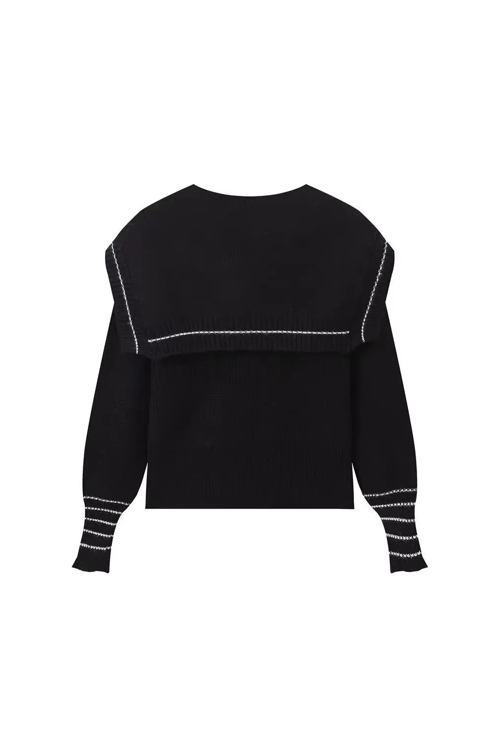 'Ella 'Color-Block Knit with Navy Collar Detail