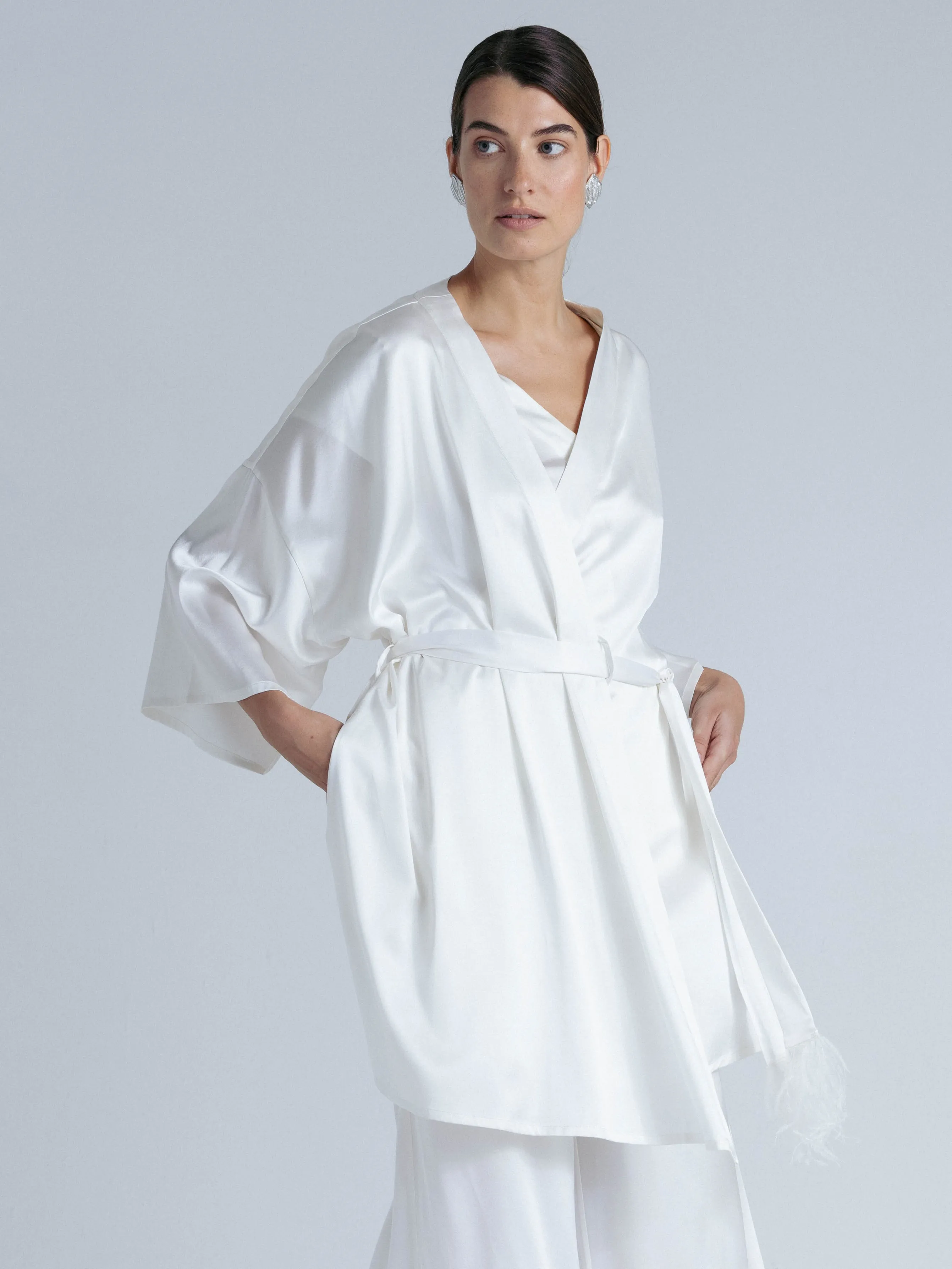 Flowy Silk Pants 'Leto' in Milk White