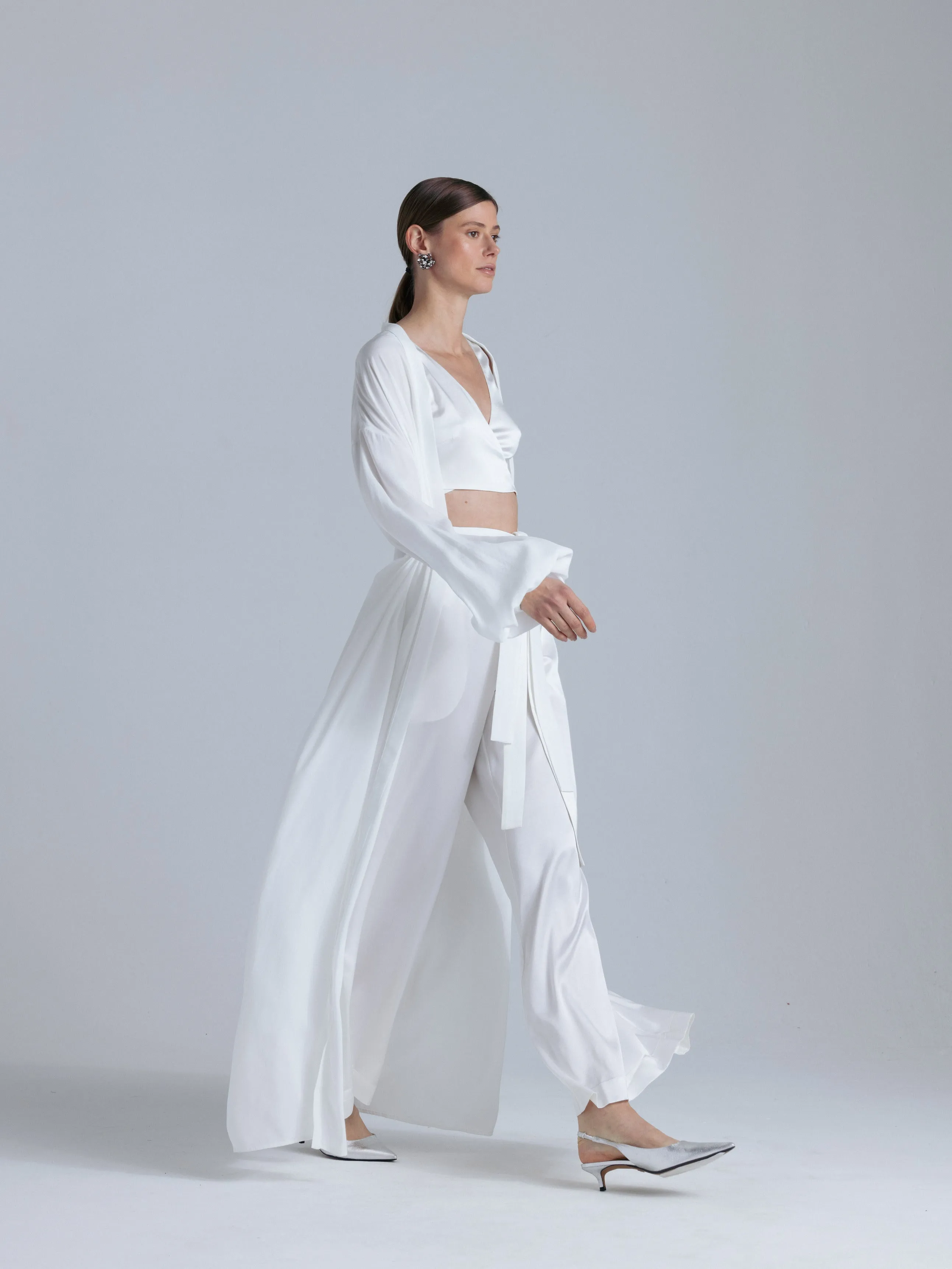 Flowy Silk Pants 'Leto' in Milk White