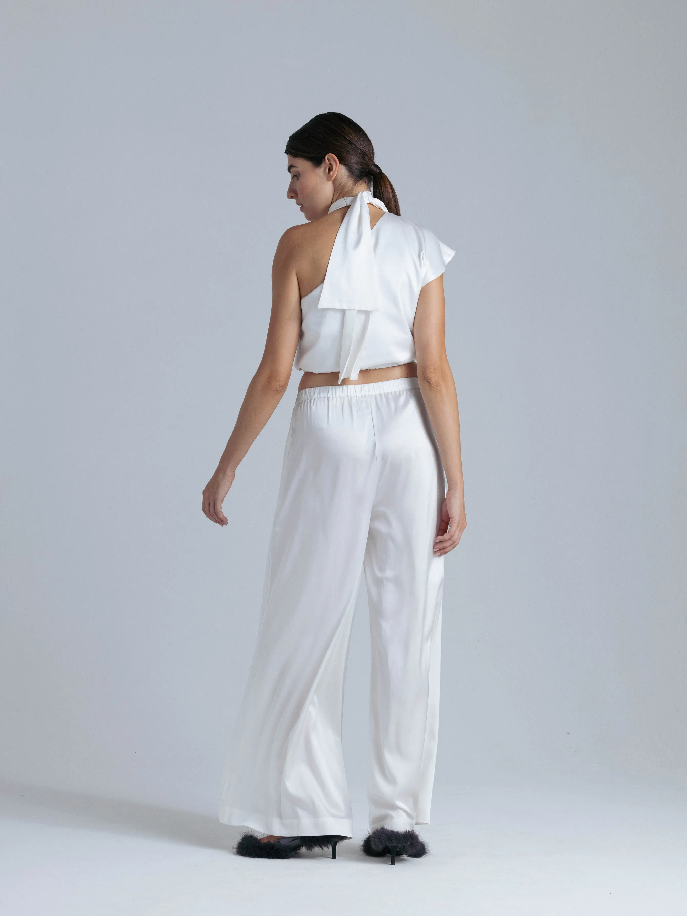 Flowy Silk Pants 'Leto' in Milk White