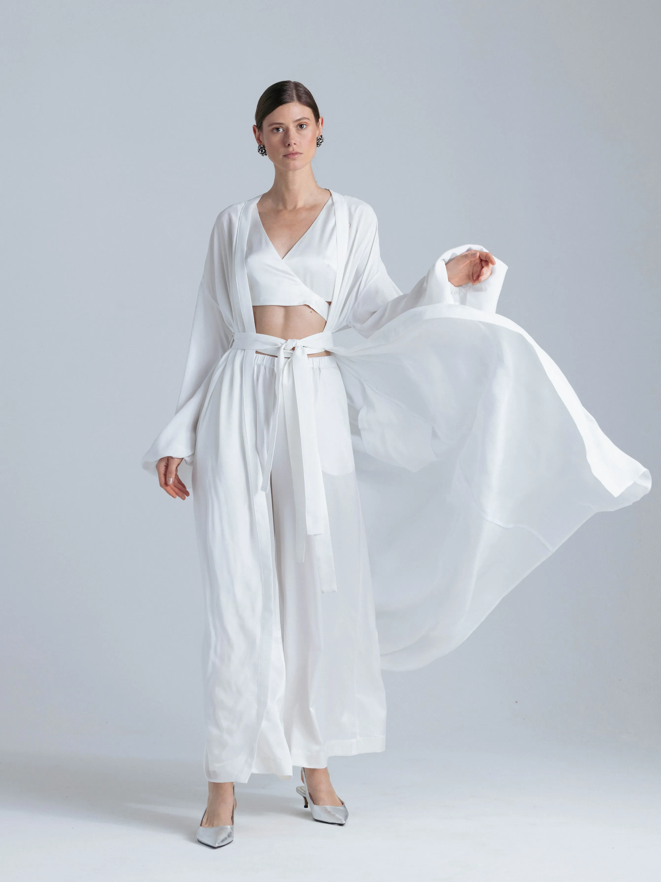 Flowy Silk Pants 'Leto' in Milk White