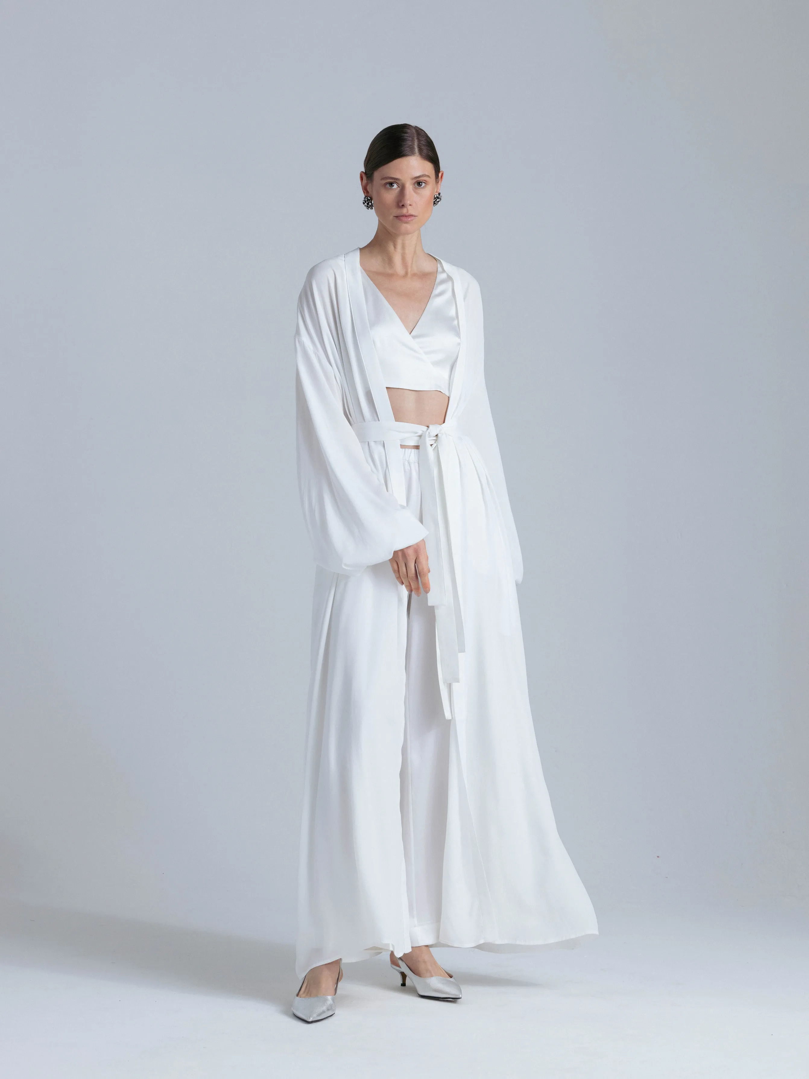 Flowy Silk Pants 'Leto' in Milk White