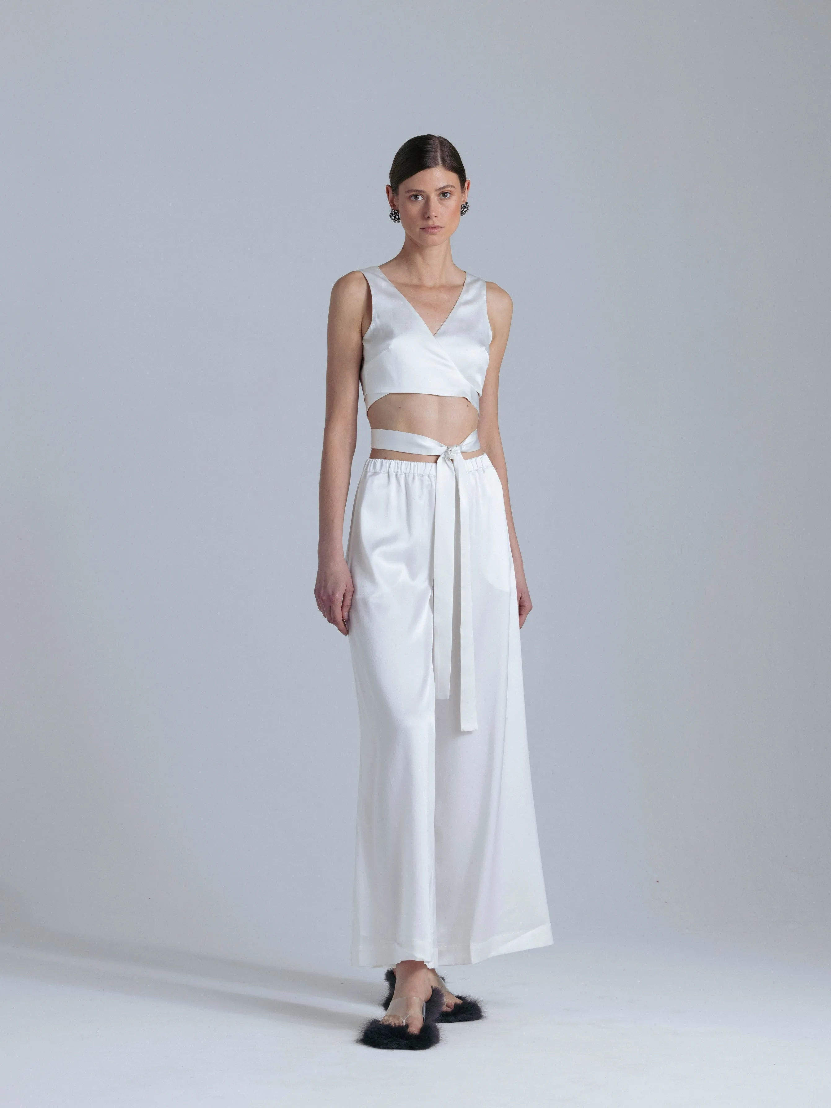 Flowy Silk Pants 'Leto' in Milk White