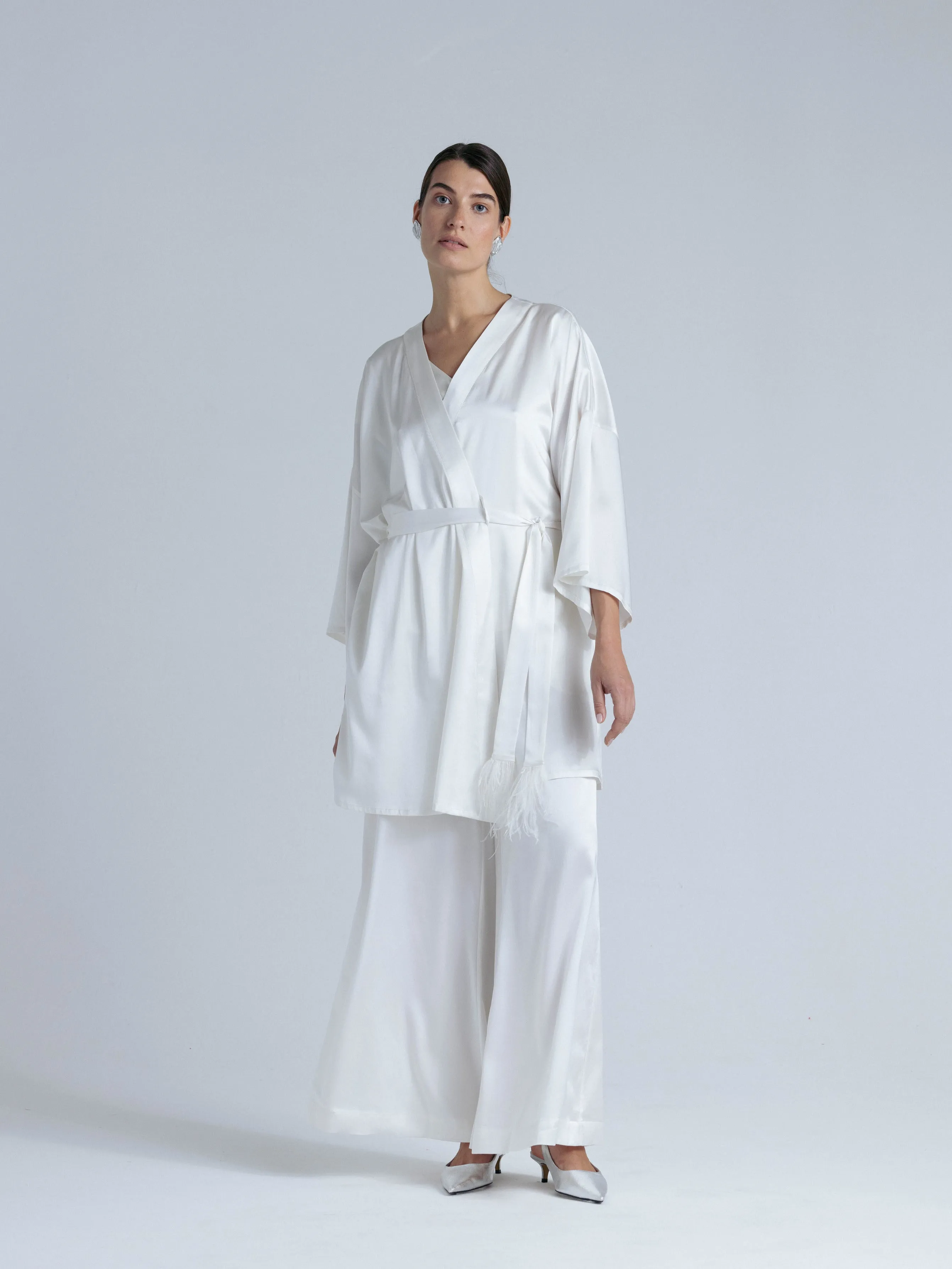 Flowy Silk Pants 'Leto' in Milk White