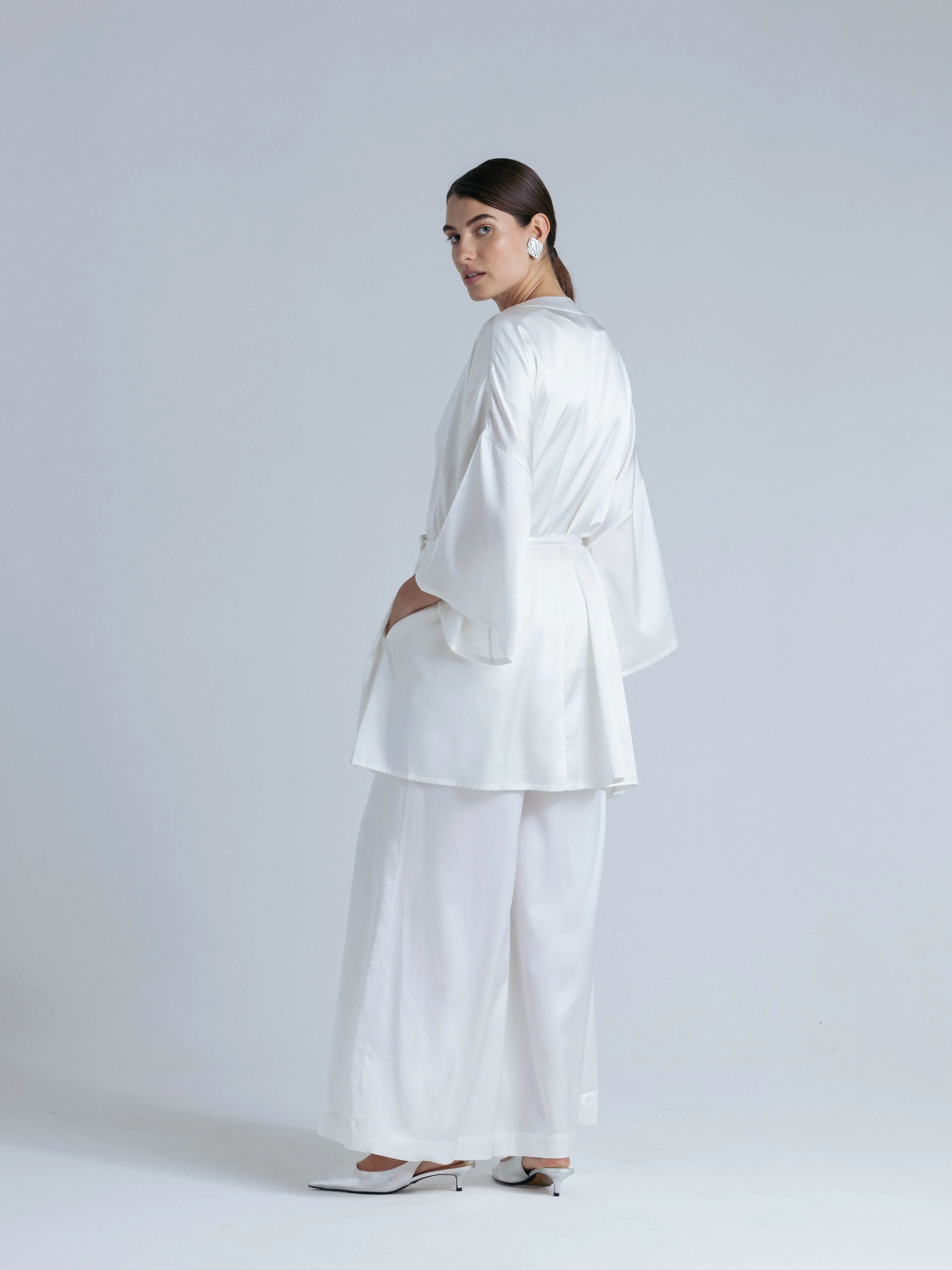 Flowy Silk Pants 'Leto' in Milk White