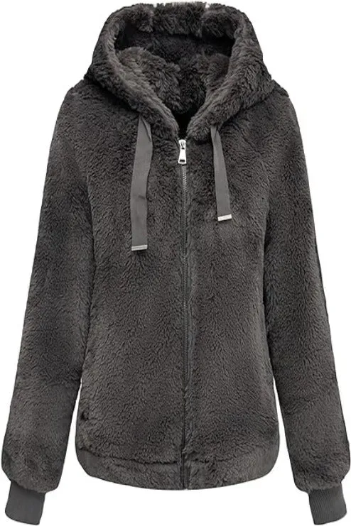 Giolshon Women's Faux Fur Fleece Coat,  Short Shearling Fuzzy Jacket