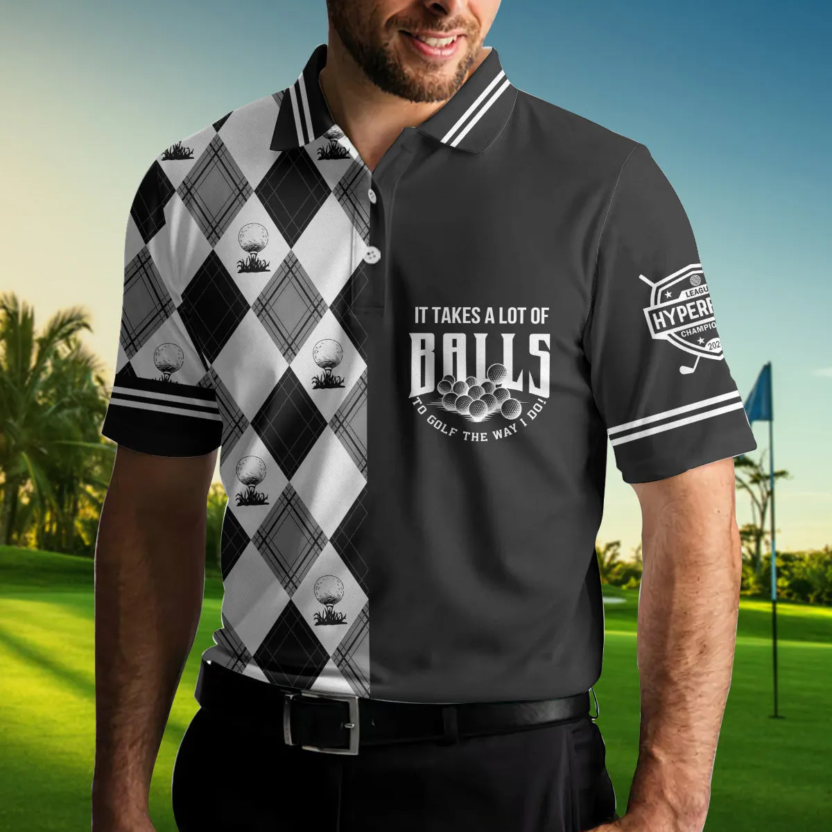 Golf The Way I Do Polo Shirt, Black And White Argyle Pattern Polo Shirt, Best Golf Shirt For Men Coolspod