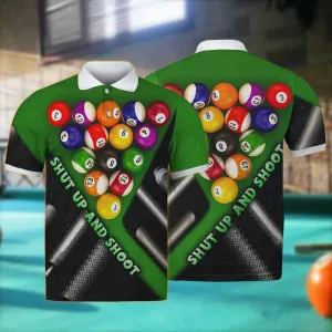 Green 3D All Over Full Print - Billiard - Shut Up And Shoot Polo Shirt