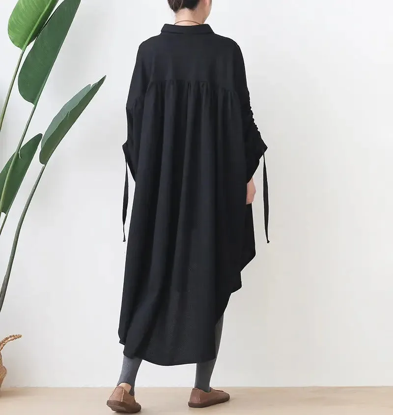 Irregular Single-Breasted Lapel Cotton Trench Coat