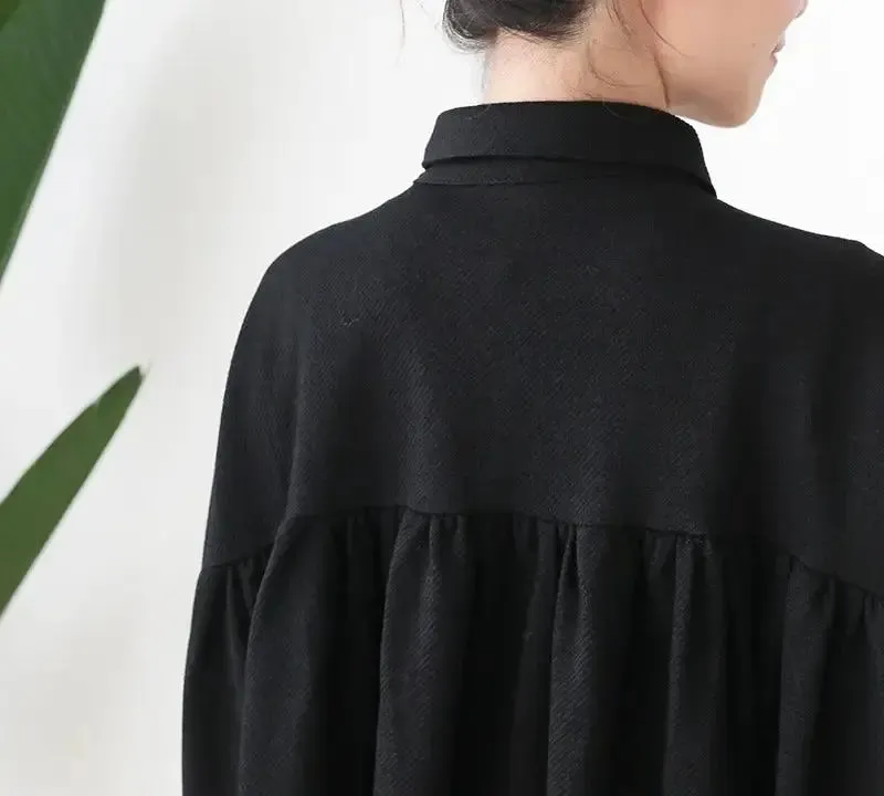 Irregular Single-Breasted Lapel Cotton Trench Coat
