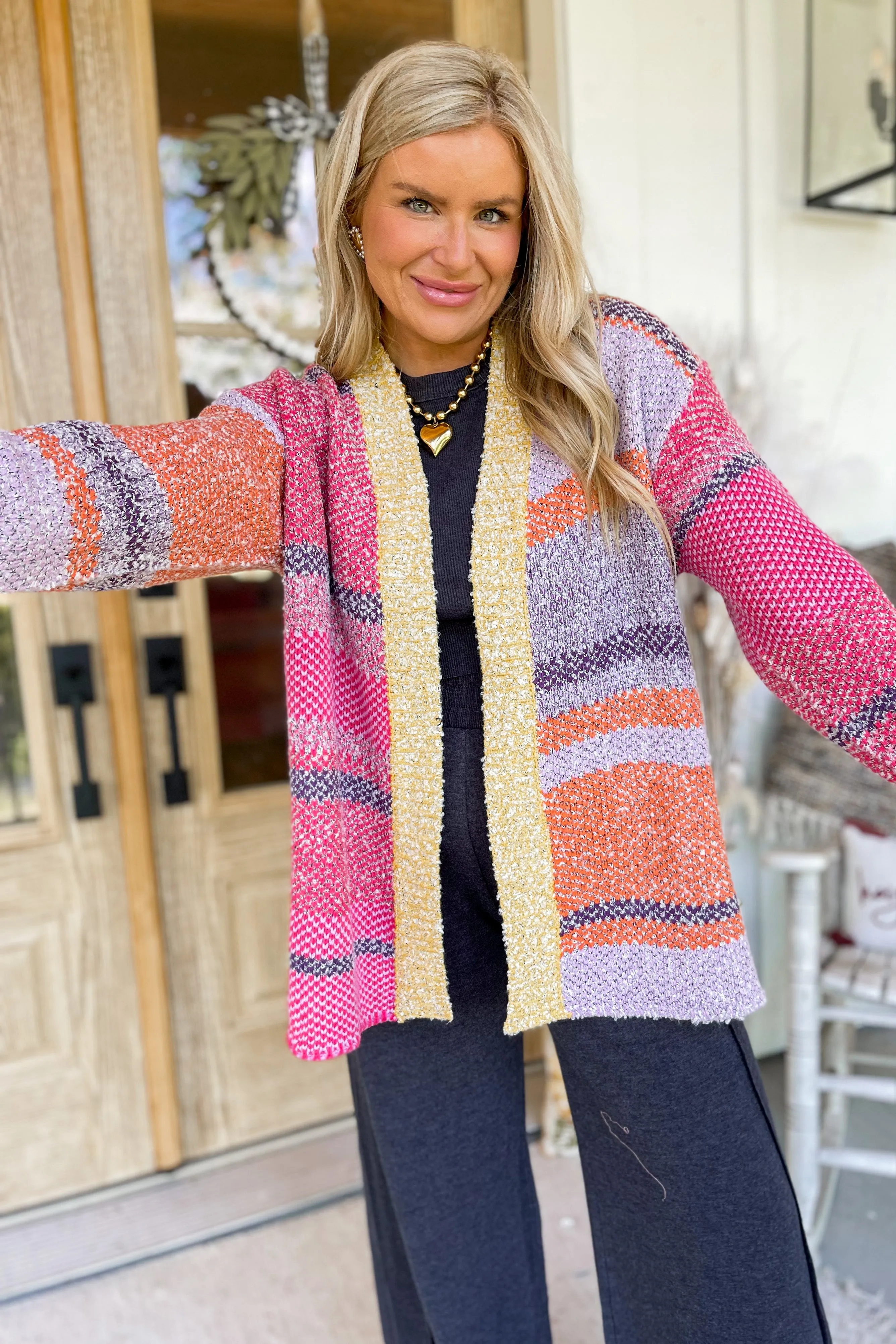 Madeline Oversized Color Block Long Sleeve Sweater Cardigan *FINAL SALE*