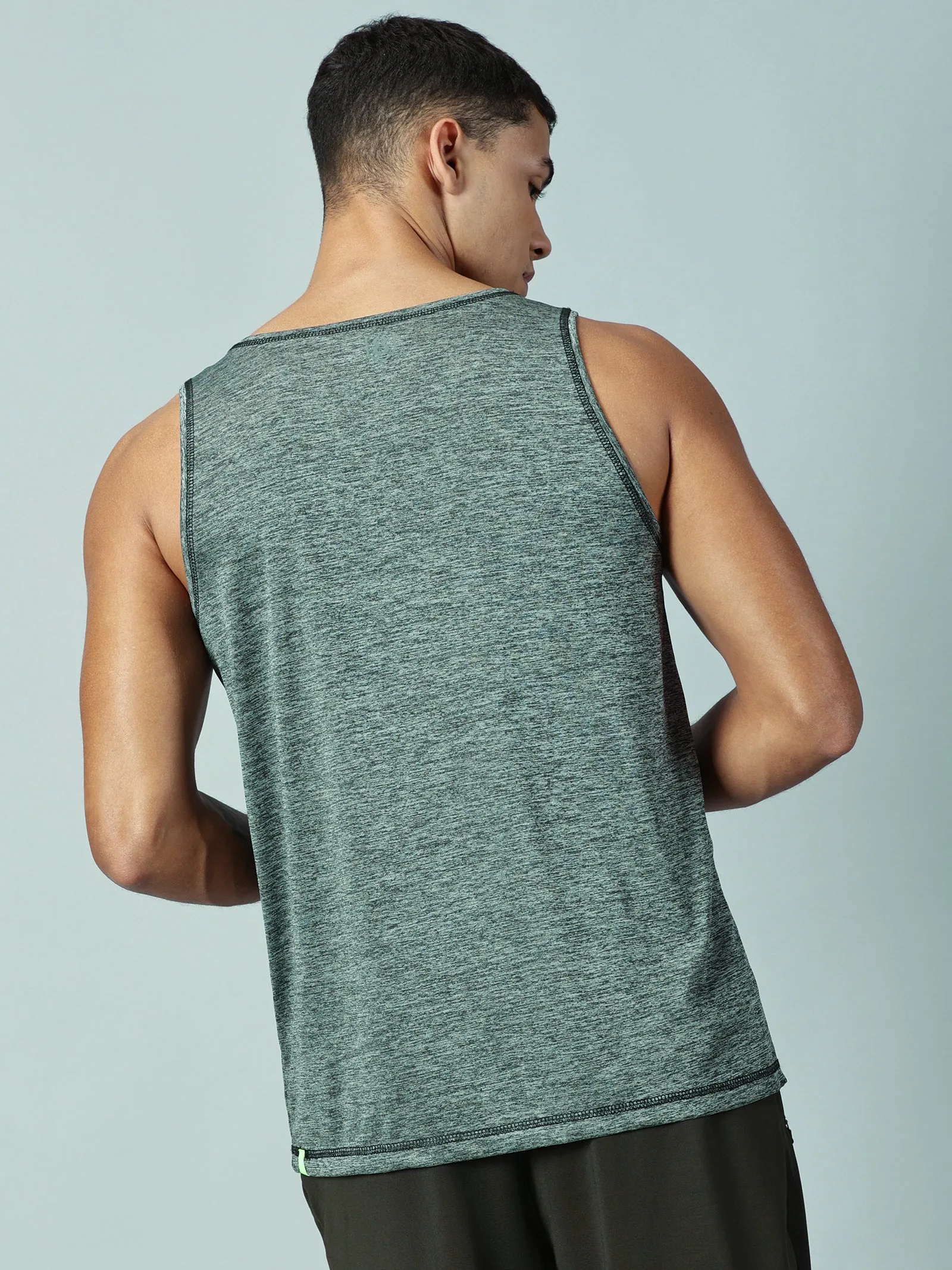 Men Slim Fit Round Neck Sleeveless Tank Top With arrow print at chest (Royal Blue)