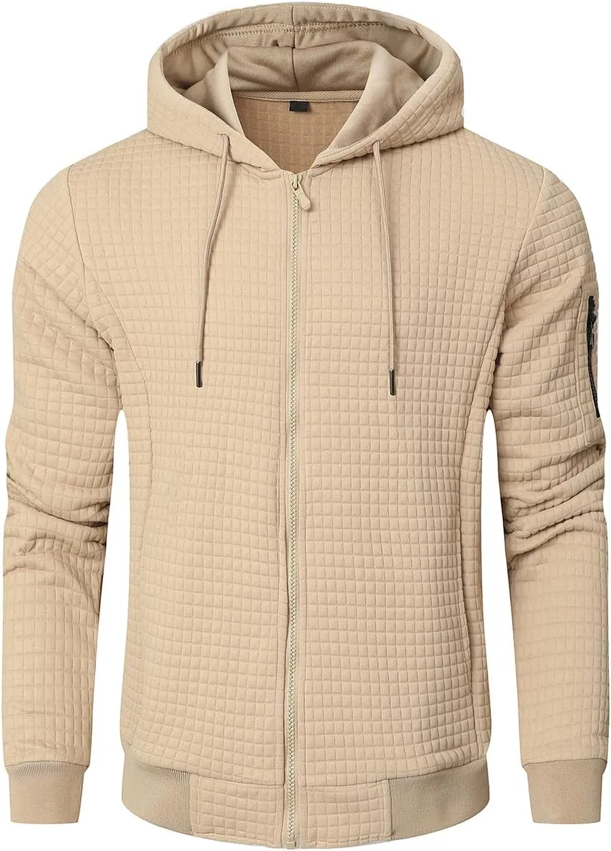 Mens Lightweight Hoodie Full Zip Sweatshirt Casual Jacket Coat