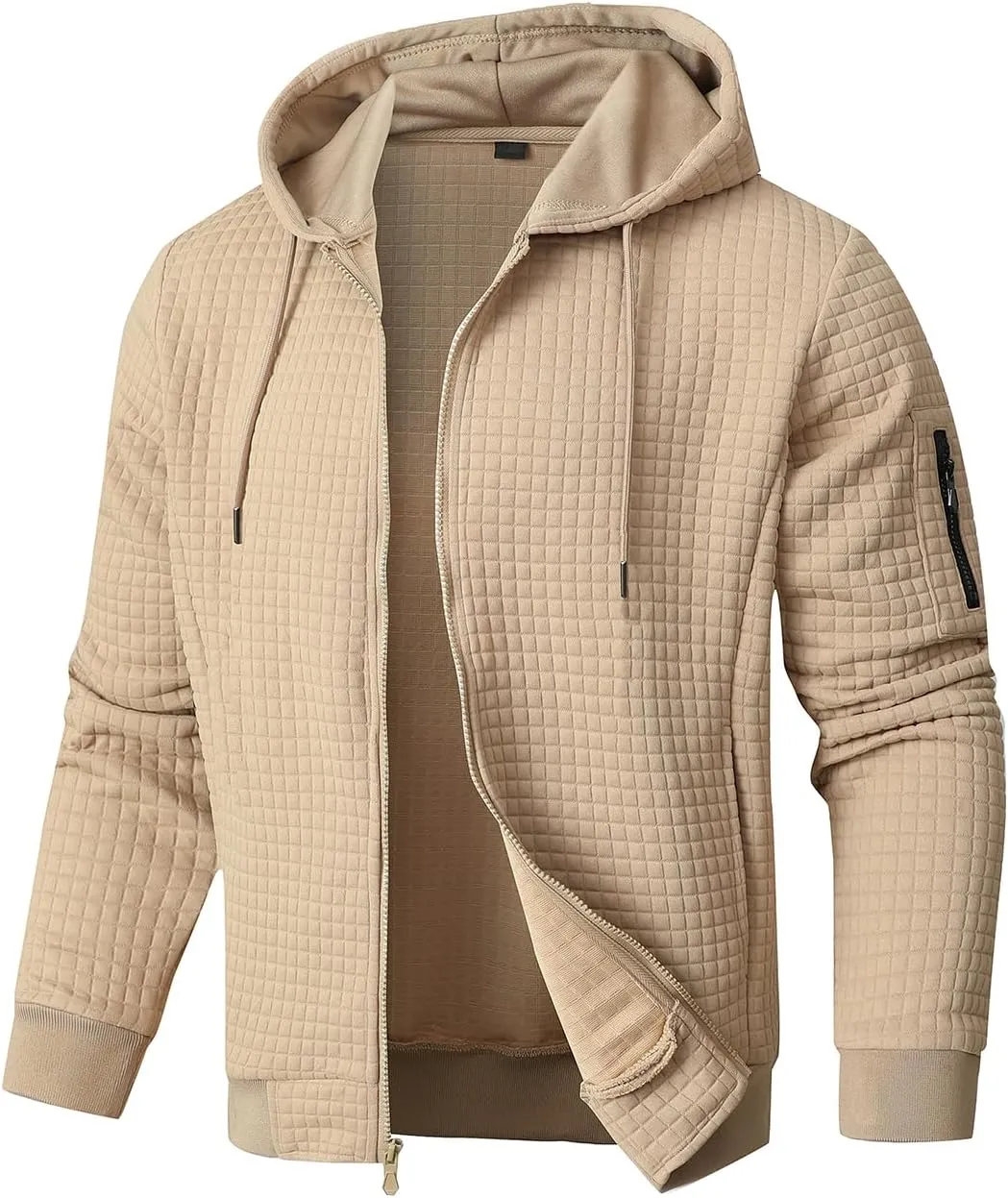 Mens Lightweight Hoodie Full Zip Sweatshirt Casual Jacket Coat