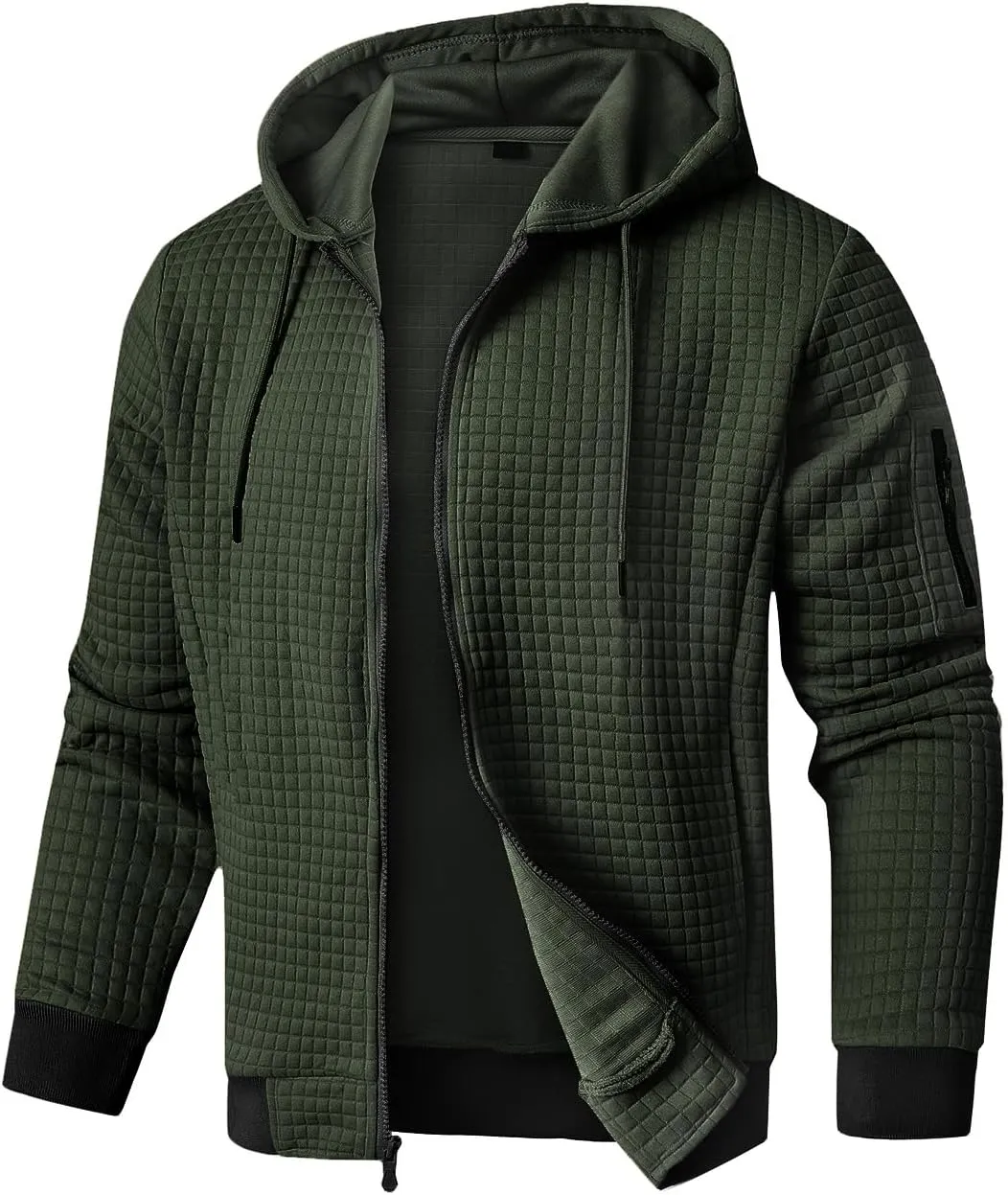 Mens Lightweight Hoodie Full Zip Sweatshirt Casual Jacket Coat