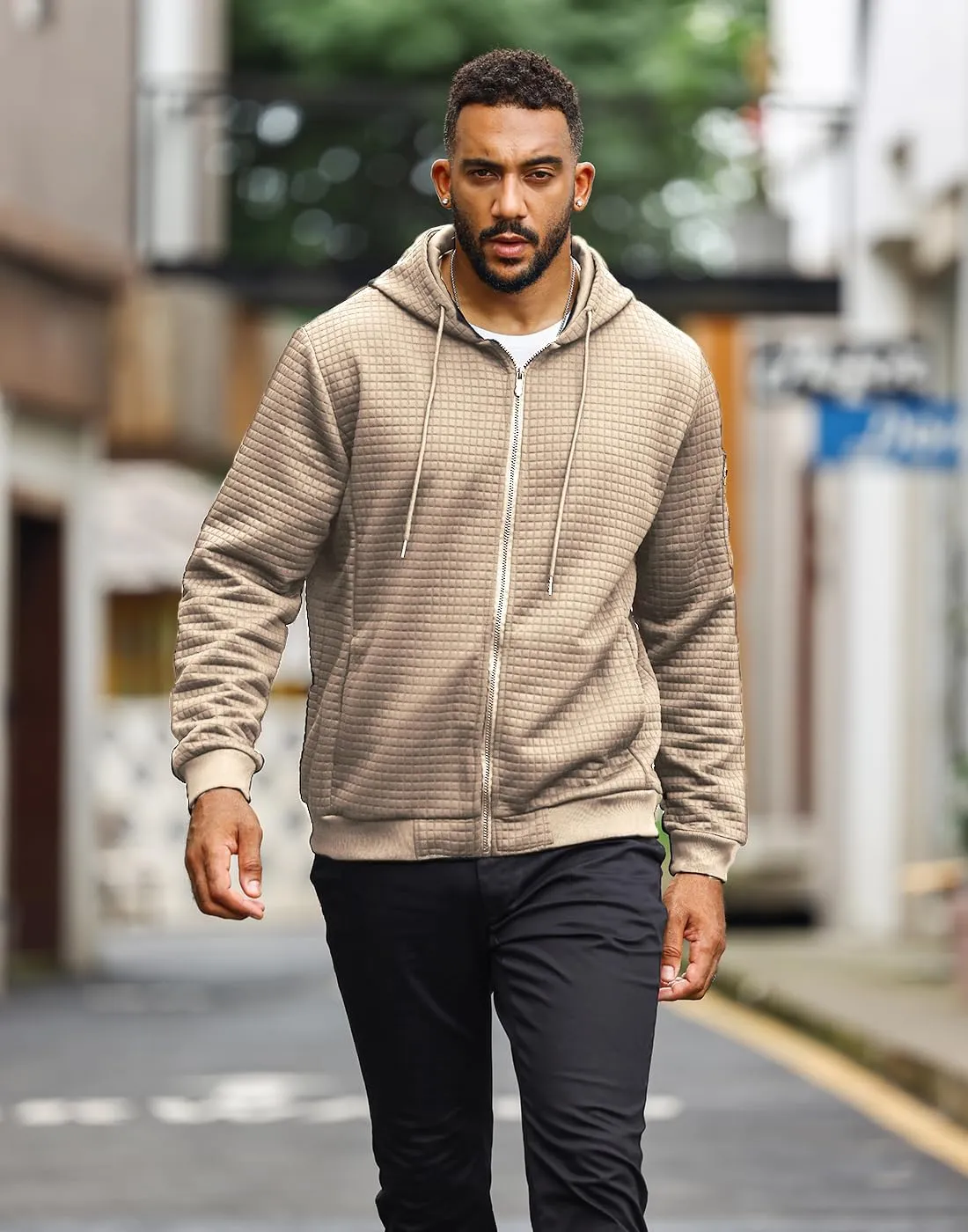 Mens Lightweight Hoodie Full Zip Sweatshirt Casual Jacket Coat