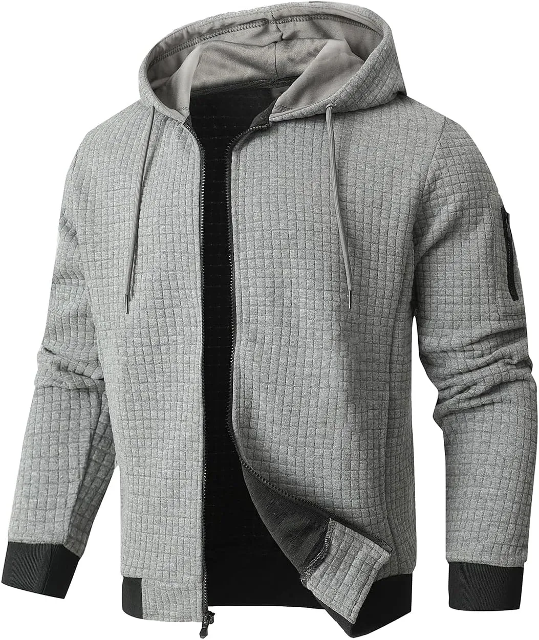 Mens Lightweight Hoodie Full Zip Sweatshirt Casual Jacket Coat