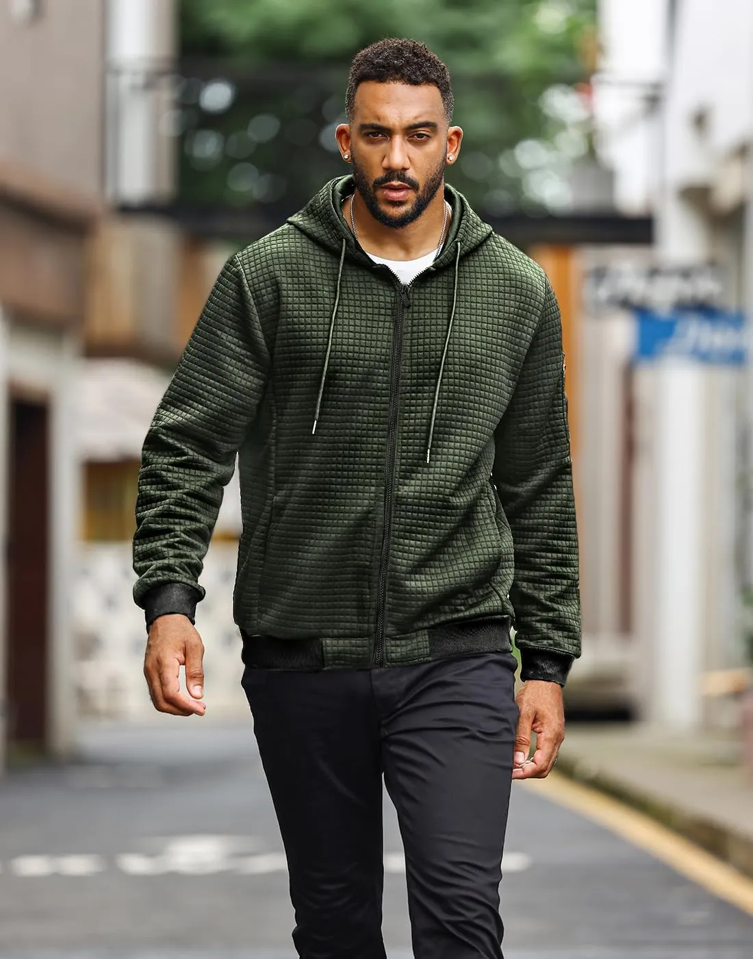 Mens Lightweight Hoodie Full Zip Sweatshirt Casual Jacket Coat