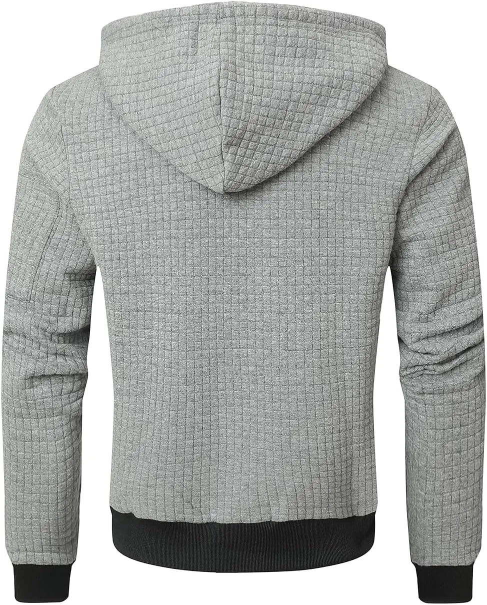 Mens Lightweight Hoodie Full Zip Sweatshirt Casual Jacket Coat