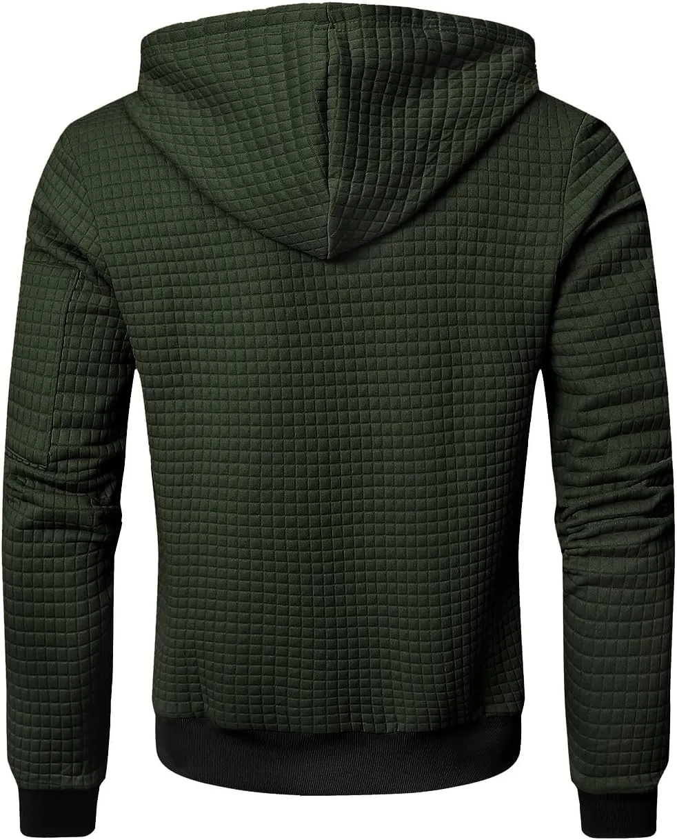 Mens Lightweight Hoodie Full Zip Sweatshirt Casual Jacket Coat