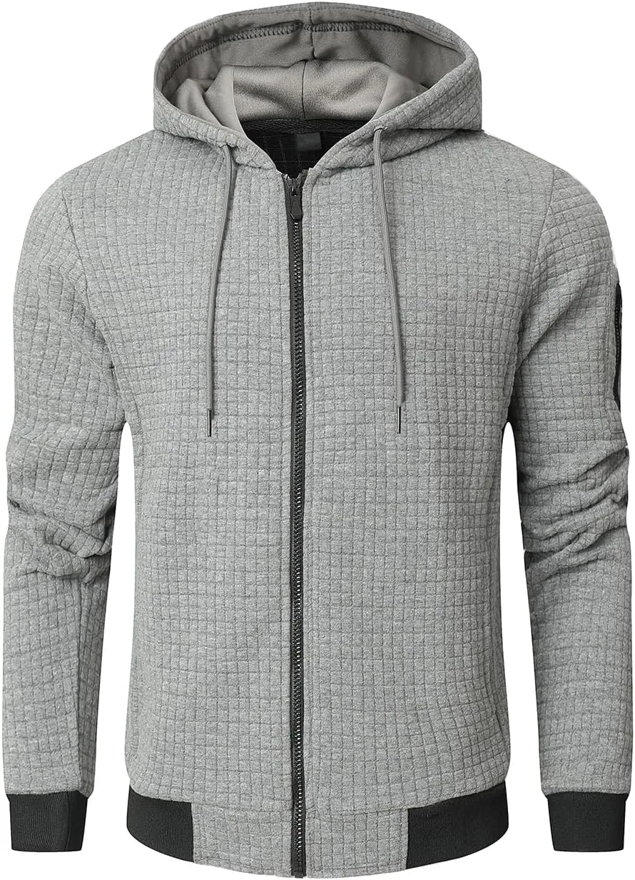 Mens Lightweight Hoodie Full Zip Sweatshirt Casual Jacket Coat